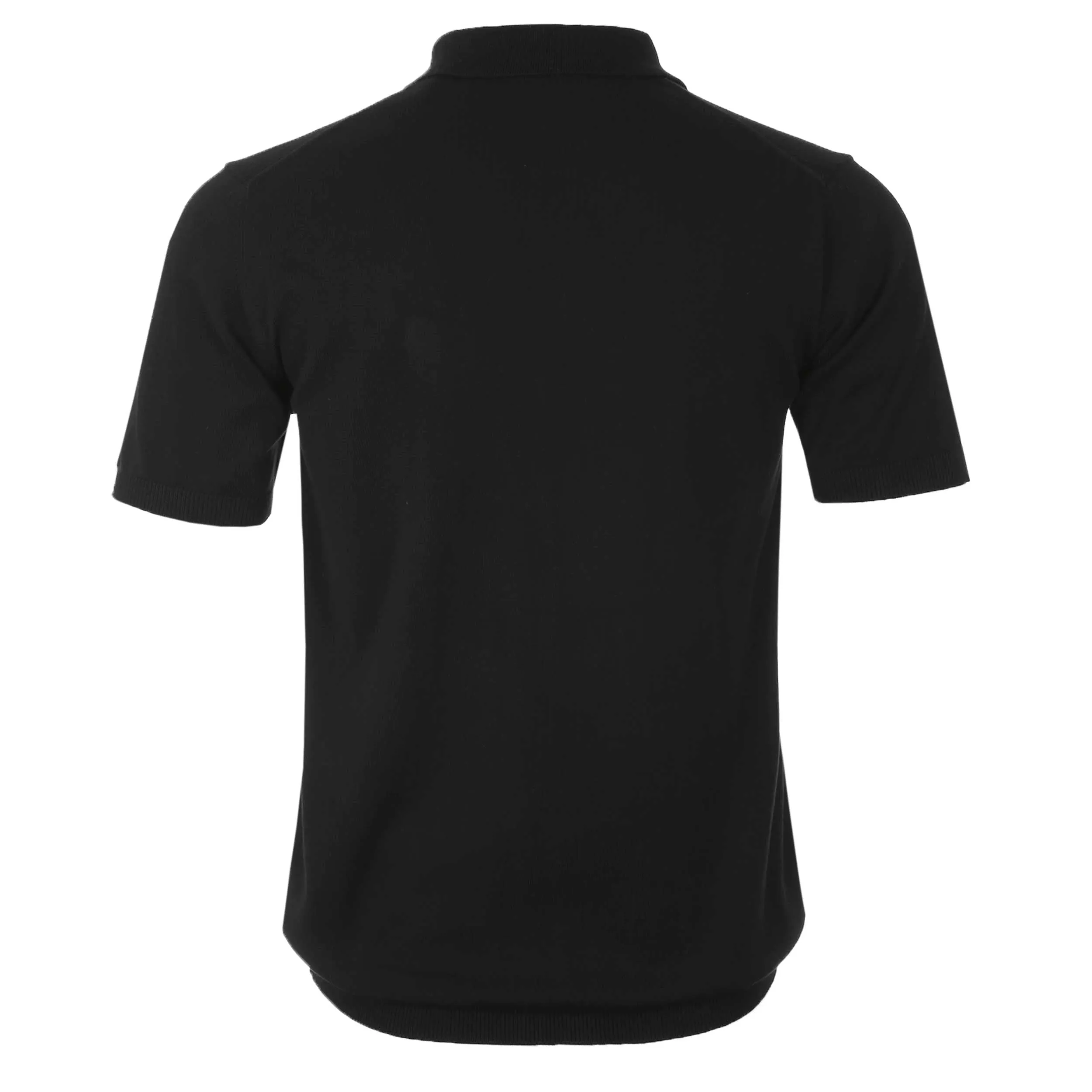 Sandbanks Knitted Open Collar Polo Shirt in Black