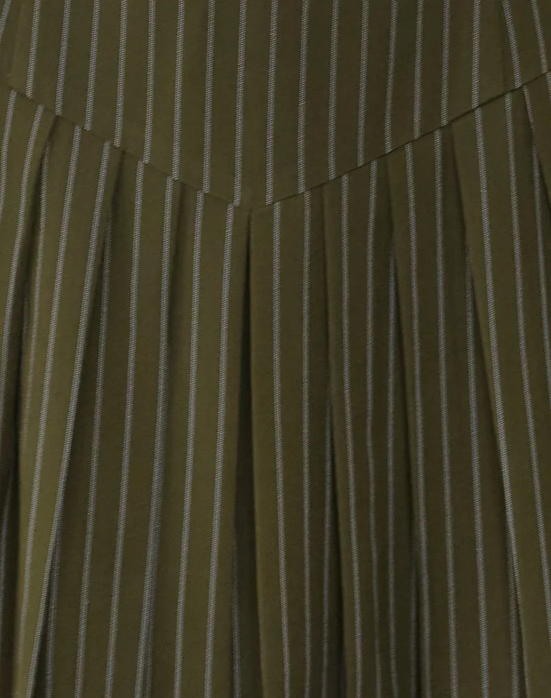 Semasa Mini Dress in Khaki Pinstripe