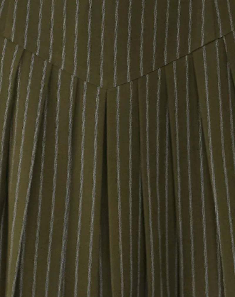 Semasa Mini Dress in Khaki Pinstripe