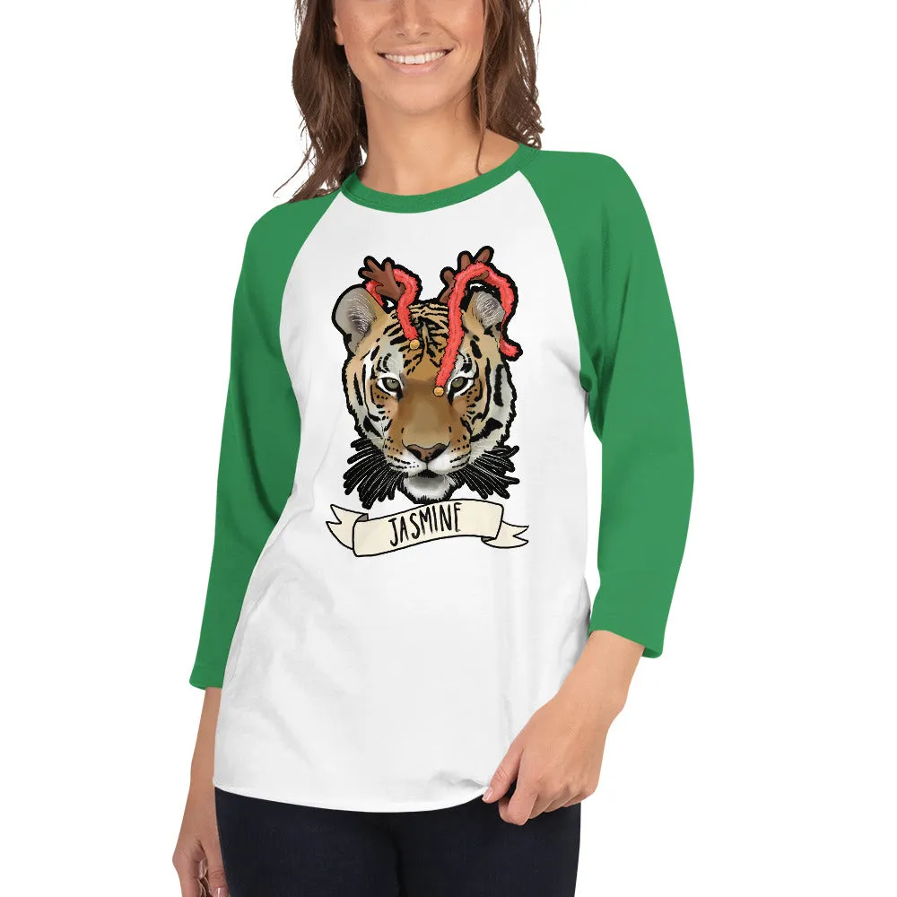 Shirt - Jingle Bells Jasmine Tiger Unisex 3/4 Sleeve