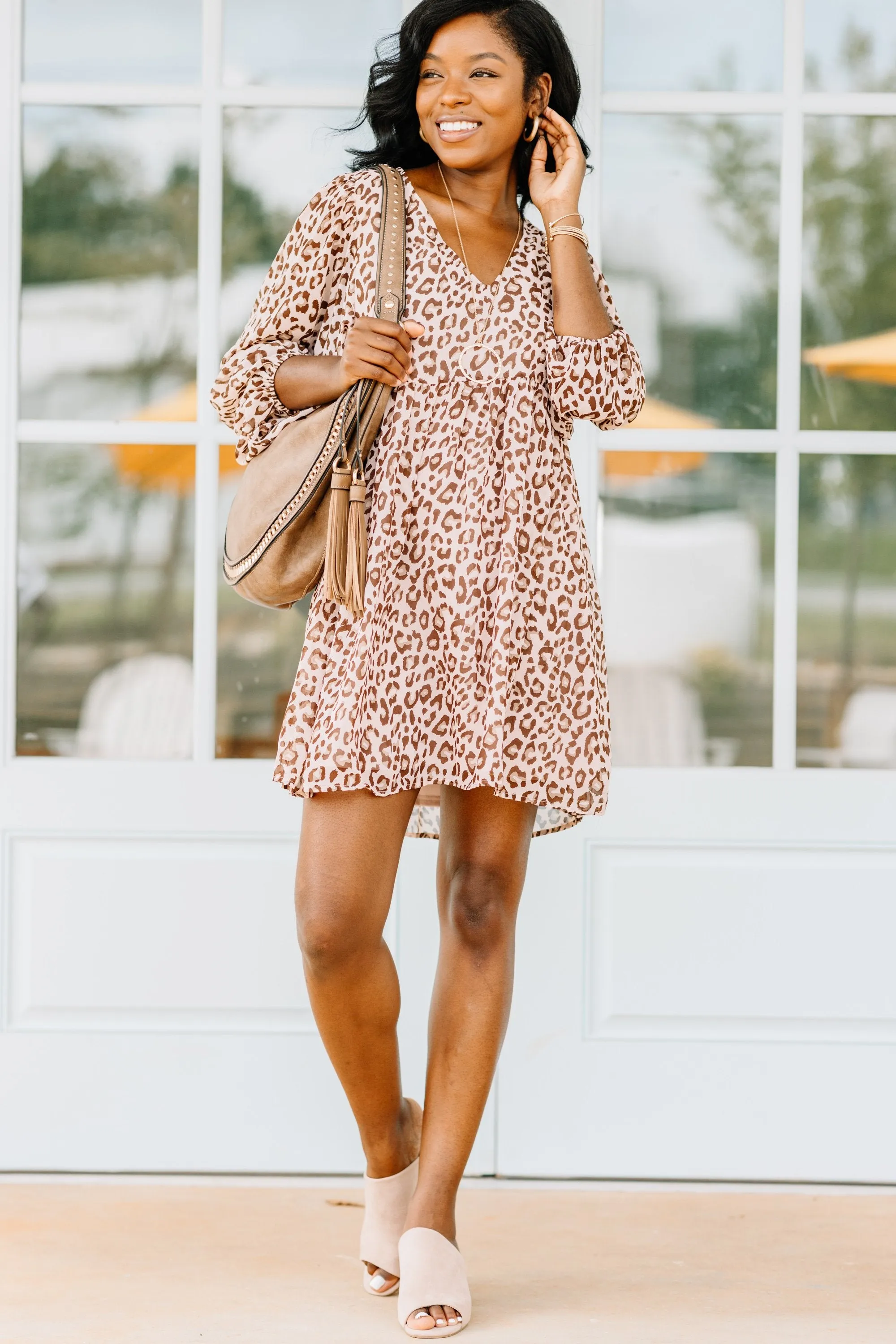 Such A Gem Mocha Brown Leopard Dress