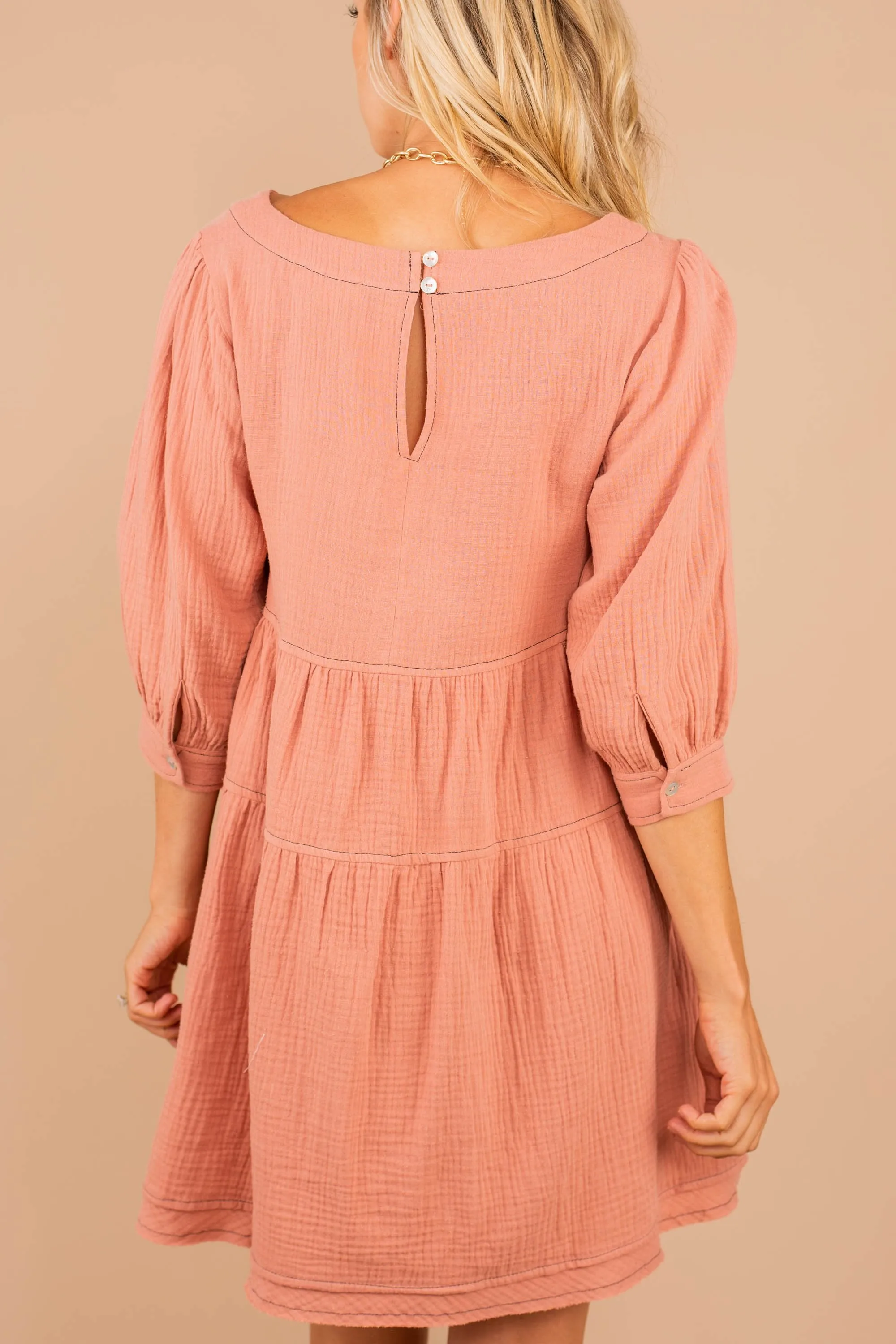 Swear By It Salmon Pink Babydoll Dress