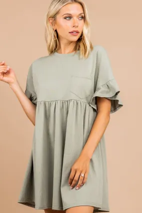 Sweet Emotions Olive Green Babydoll Dress