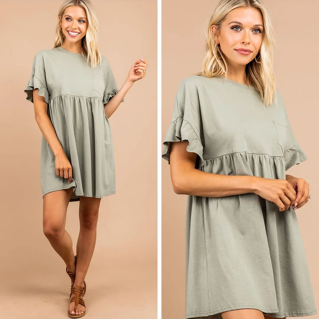 Sweet Emotions Olive Green Babydoll Dress