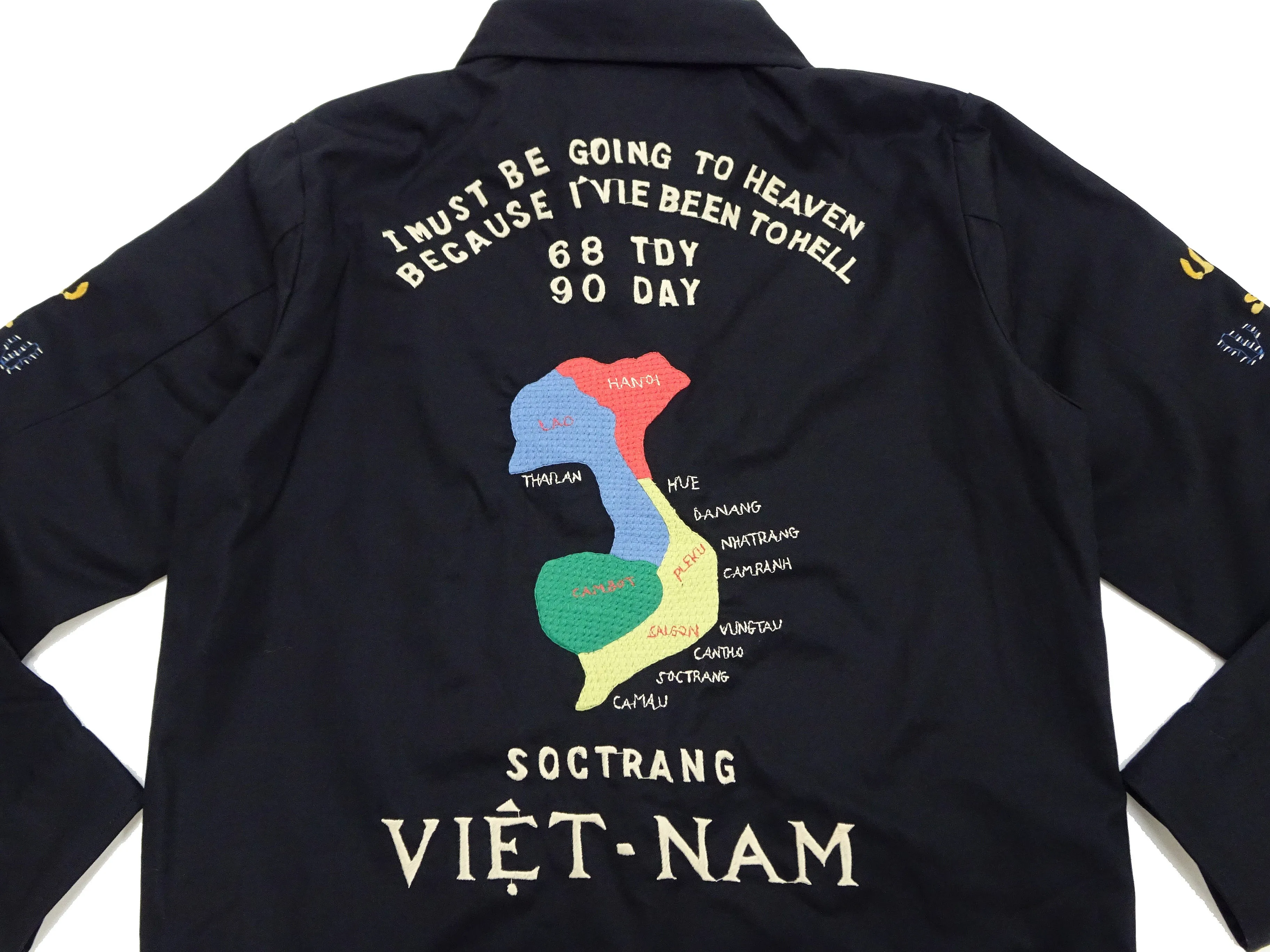 Tailor Toyo Jacket Men's US Military Embroidered Vietnam War Souvenir Tour Jacket TT15546 119 Black