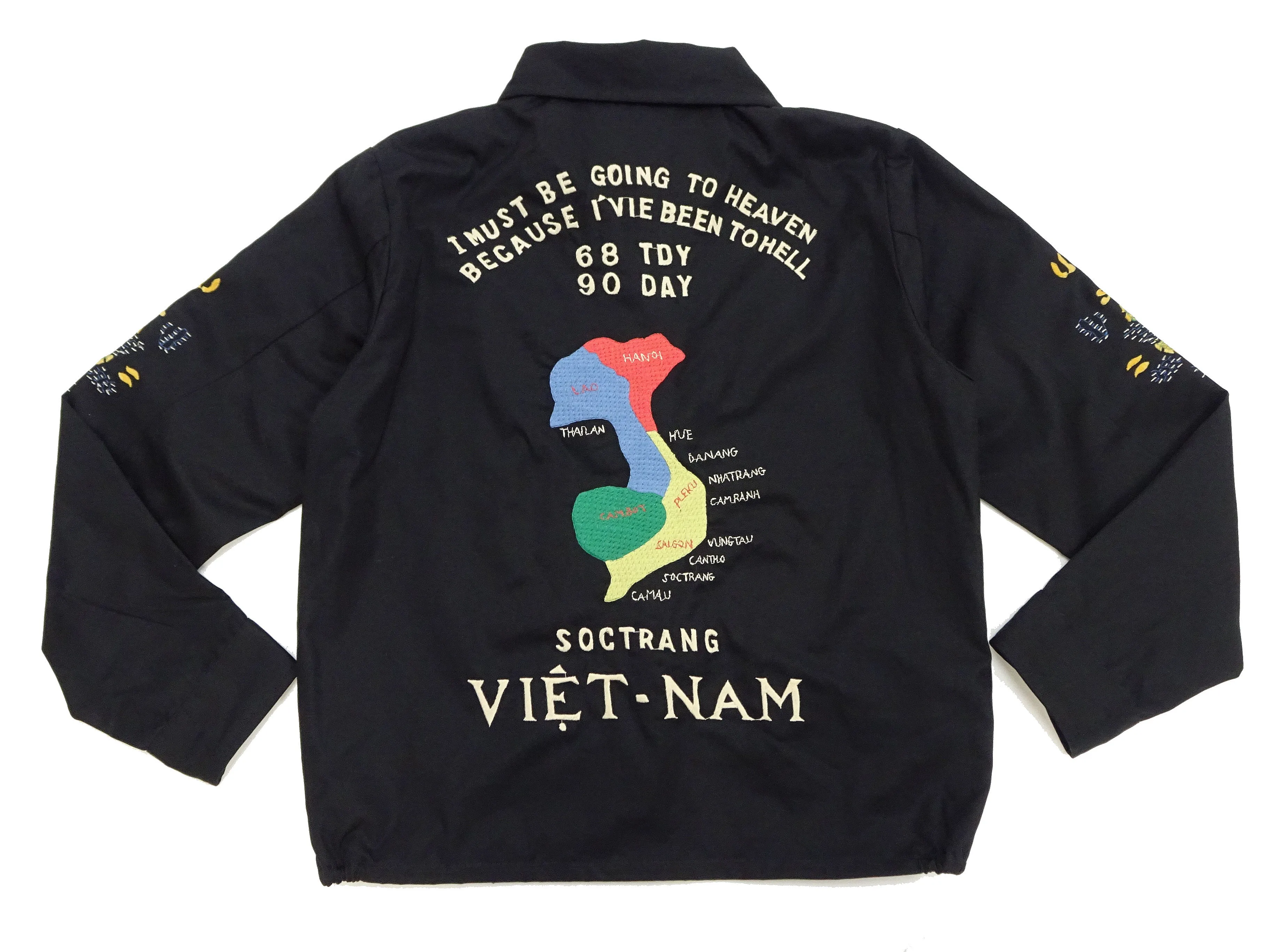 Tailor Toyo Jacket Men's US Military Embroidered Vietnam War Souvenir Tour Jacket TT15546 119 Black