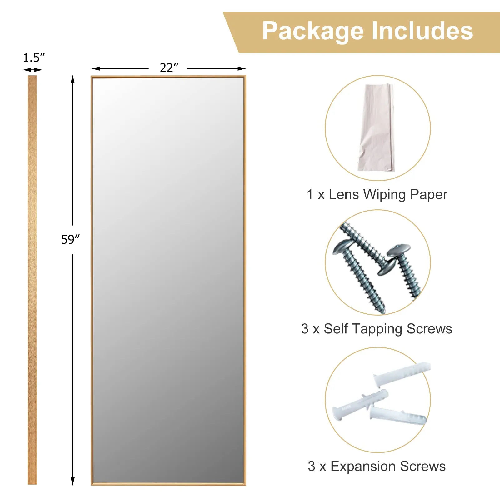 Tangkula 59" x 22" Full Length Mirror, Full Body Mirror with Rectangular Aluminum Frame and Explosion-Proof Glass