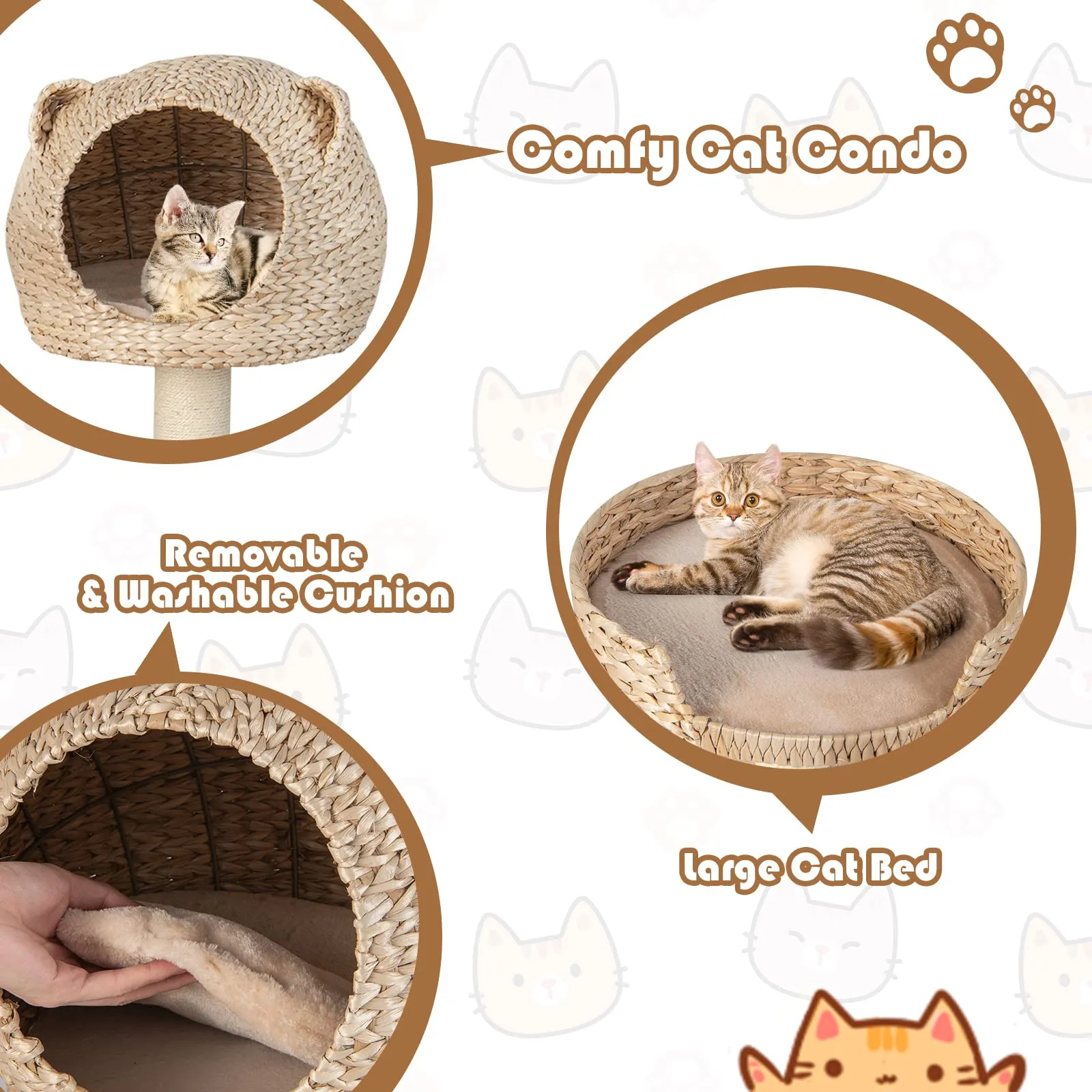 Tangkula Cat Tree for Indoor Cats, Multi-Level Tall Cat Tree with Natural Sisal Scratching Posts