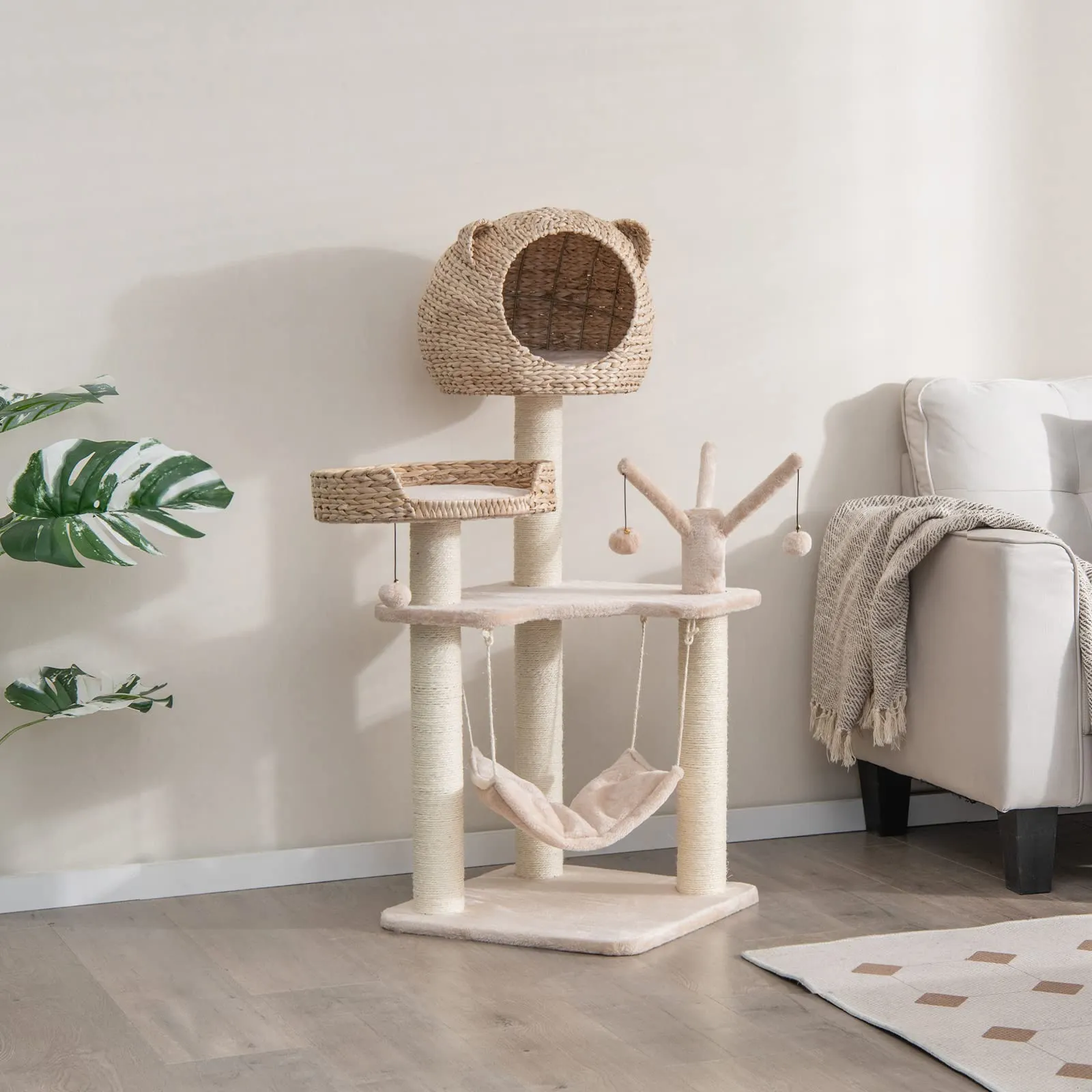 Tangkula Cat Tree for Indoor Cats, Multi-Level Tall Cat Tree with Natural Sisal Scratching Posts