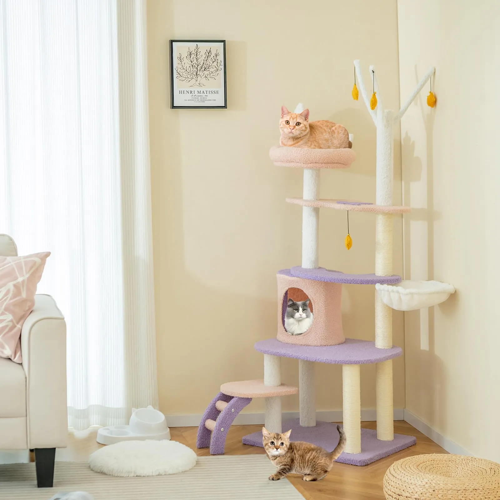 Tangkula Cat Tree Tower, 62 Inch Multi-Level Cat Tower with Cat Condo