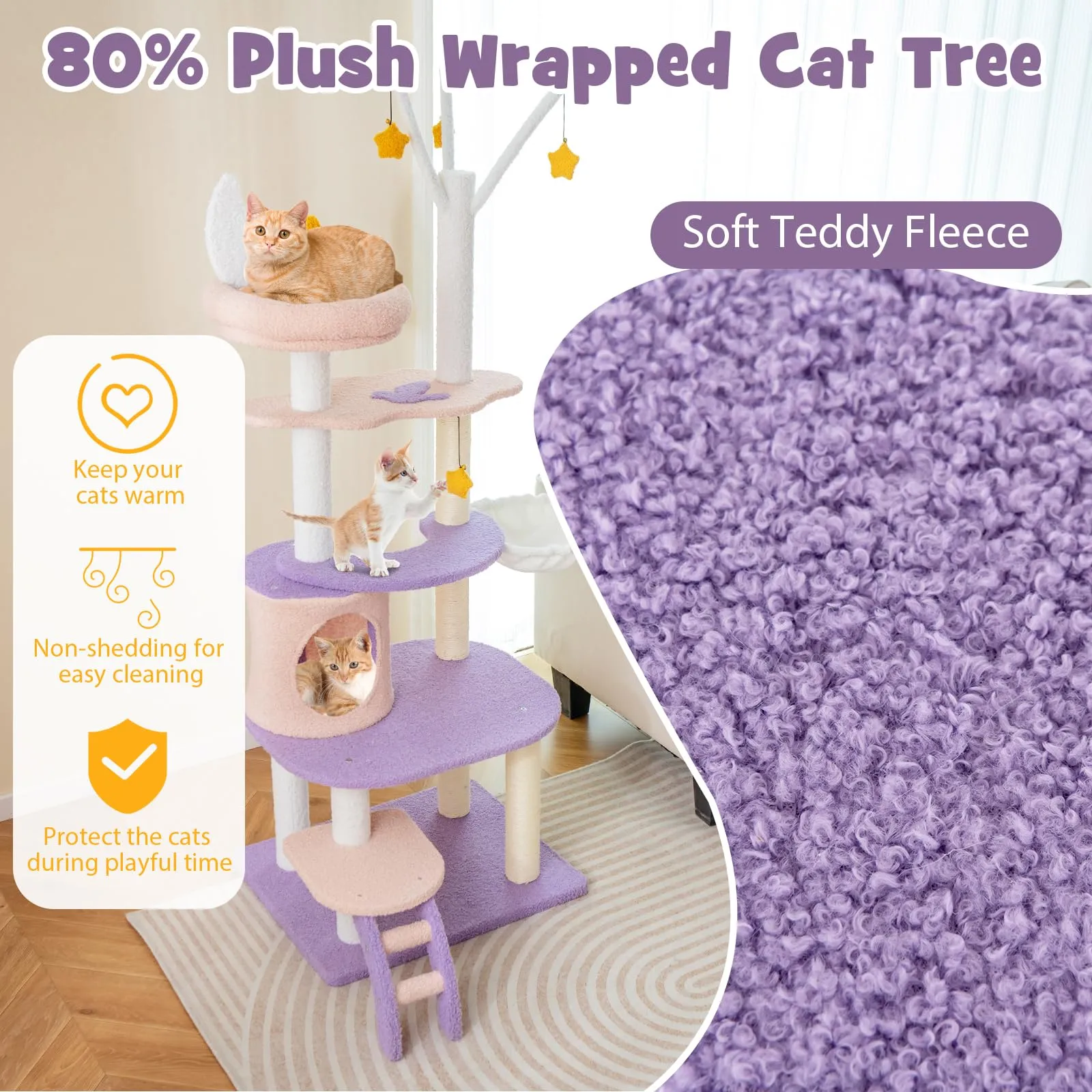 Tangkula Cat Tree Tower, 62 Inch Multi-Level Cat Tower with Cat Condo