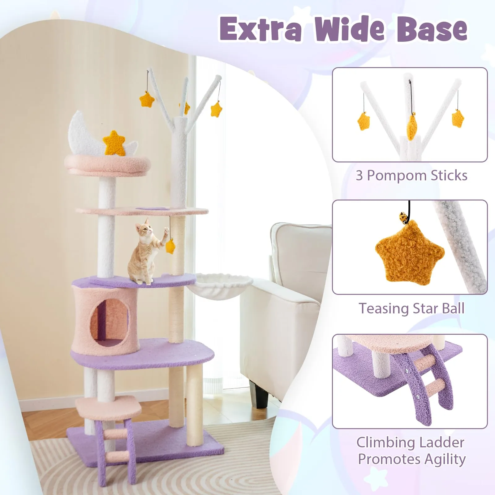 Tangkula Cat Tree Tower, 62 Inch Multi-Level Cat Tower with Cat Condo