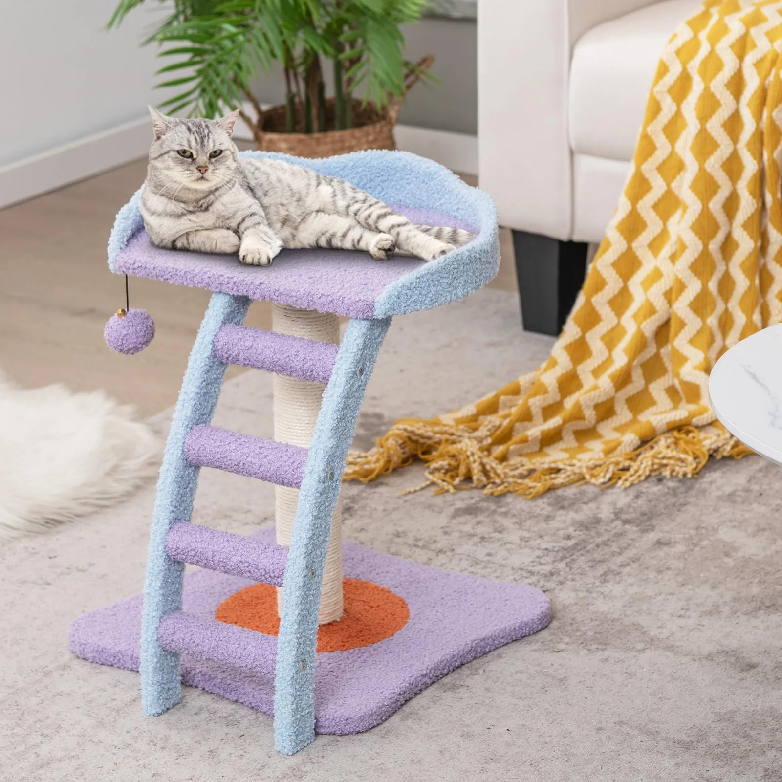 Tangkula Flower Cat Tree, Cute Cat Tower (Purple & Blue)