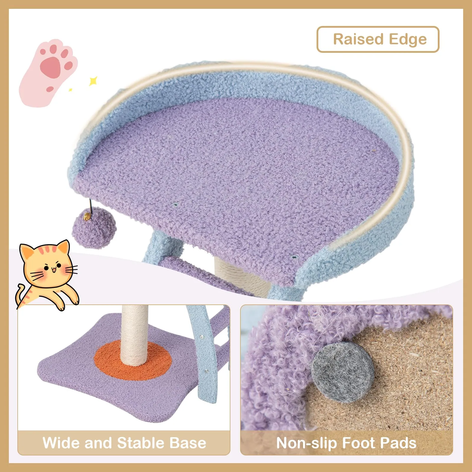 Tangkula Flower Cat Tree, Cute Cat Tower (Purple & Blue)