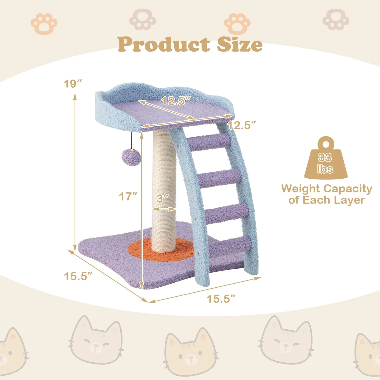 Tangkula Flower Cat Tree, Cute Cat Tower (Purple & Blue)