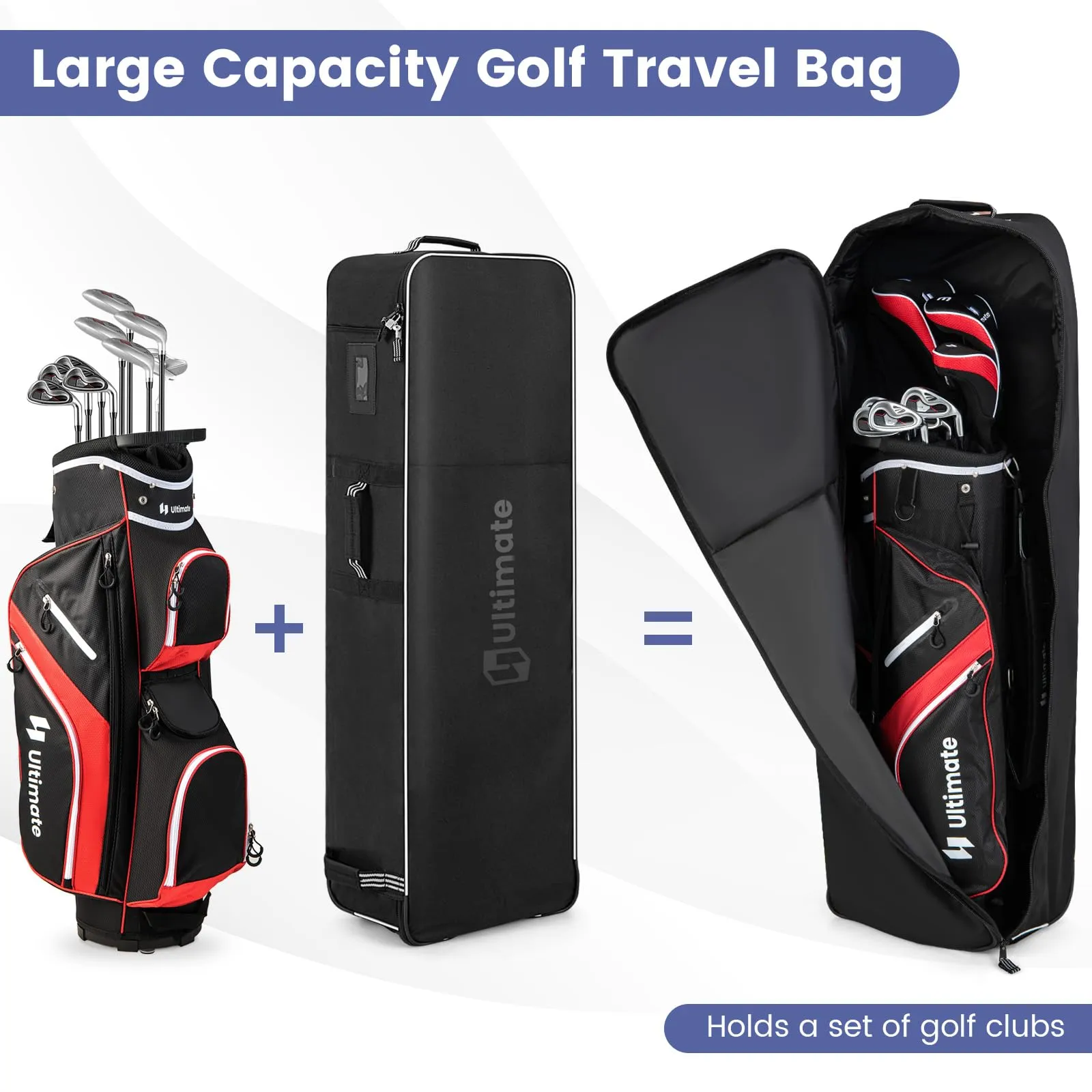 Tangkula Golf Travel Bag with Wheels, Heavy Duty 600D Oxford Fabric with Name Card Holder