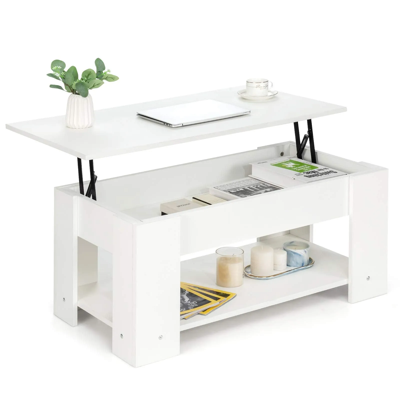 Tangkula Lift Top Coffee Table, Cocktail Table with Lift-Up Desktop