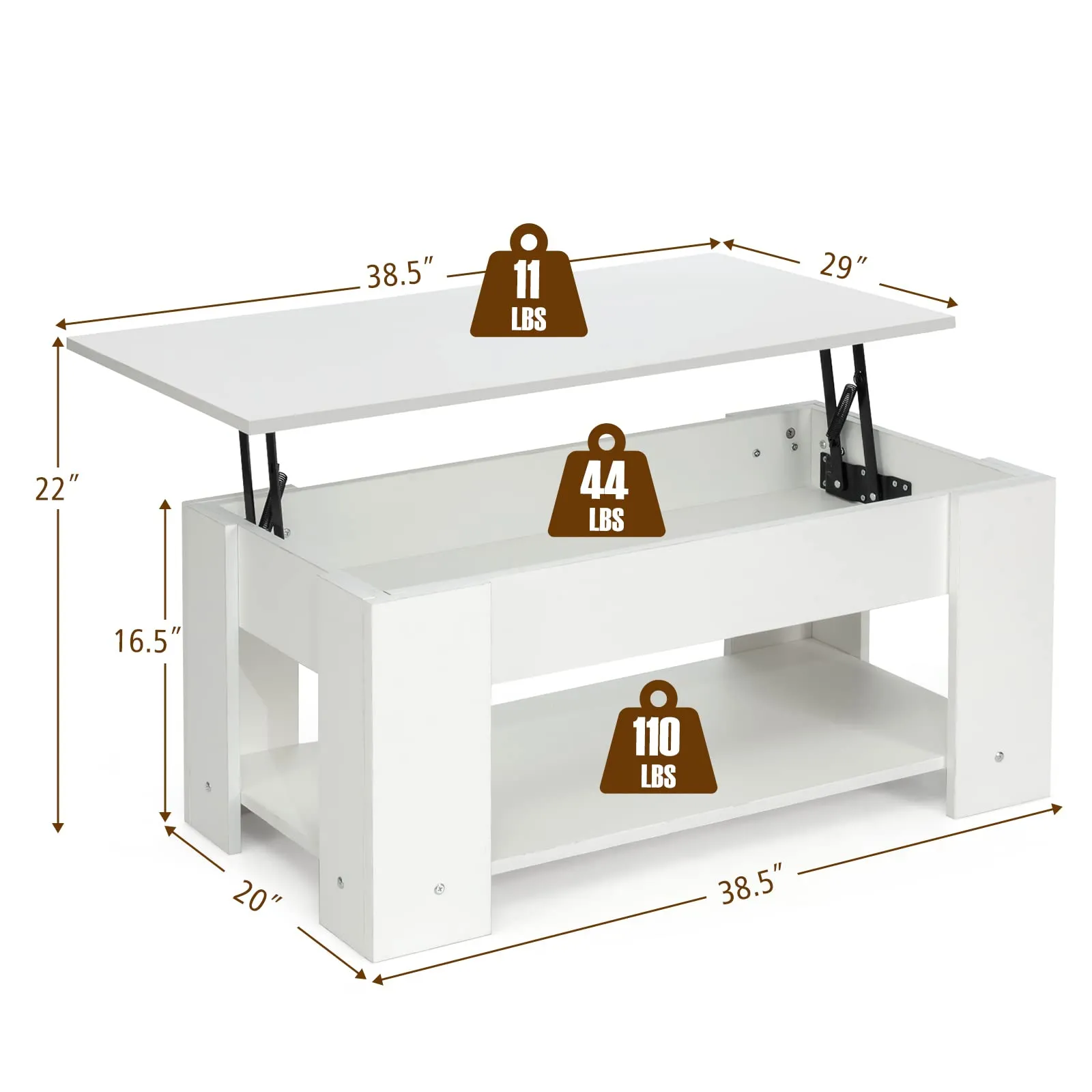 Tangkula Lift Top Coffee Table, Cocktail Table with Lift-Up Desktop