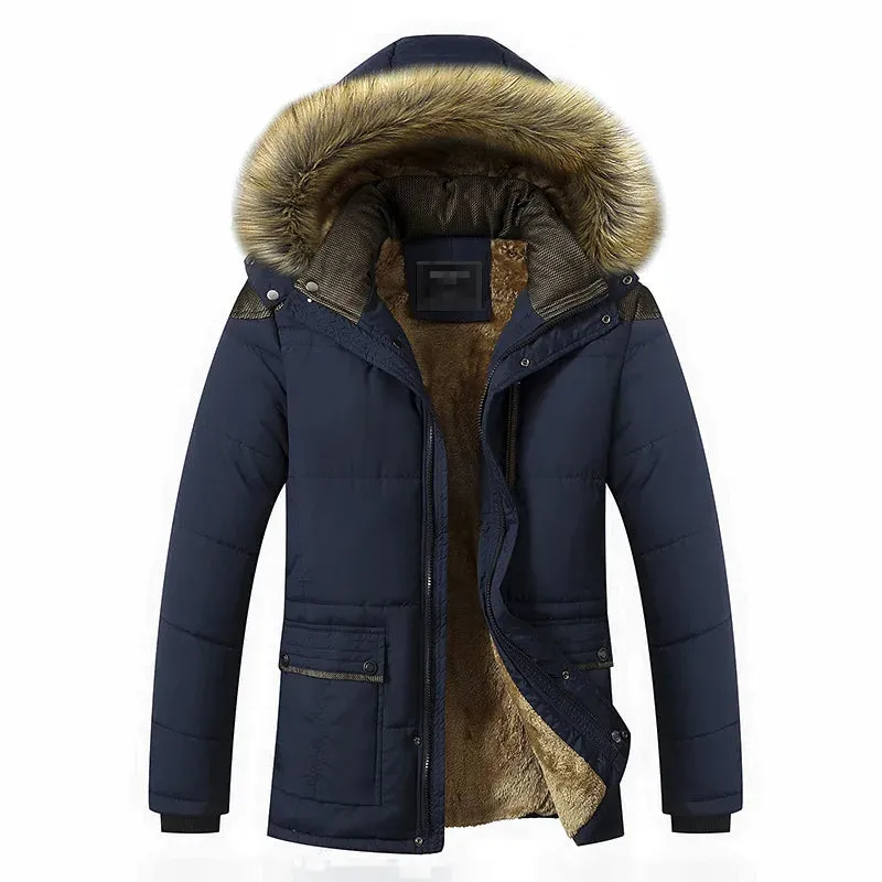 Thick Warm Winter Parka Men Fleece Hooded Men Winter Jacket Coat Military Cargo Jackets Mens Plus Size Velvet Warm Coat