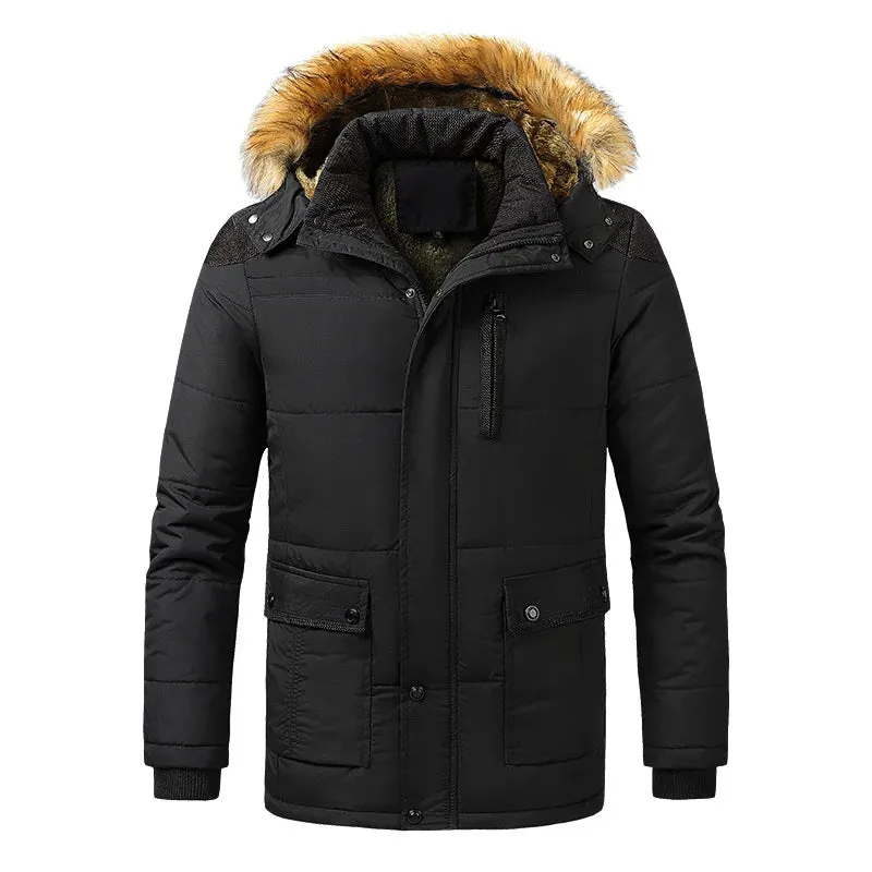 Thick Warm Winter Parka Men Fleece Hooded Men Winter Jacket Coat Military Cargo Jackets Mens Plus Size Velvet Warm Coat