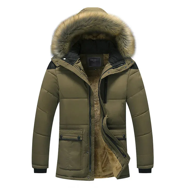 Thick Warm Winter Parka Men Fleece Hooded Men Winter Jacket Coat Military Cargo Jackets Mens Plus Size Velvet Warm Coat