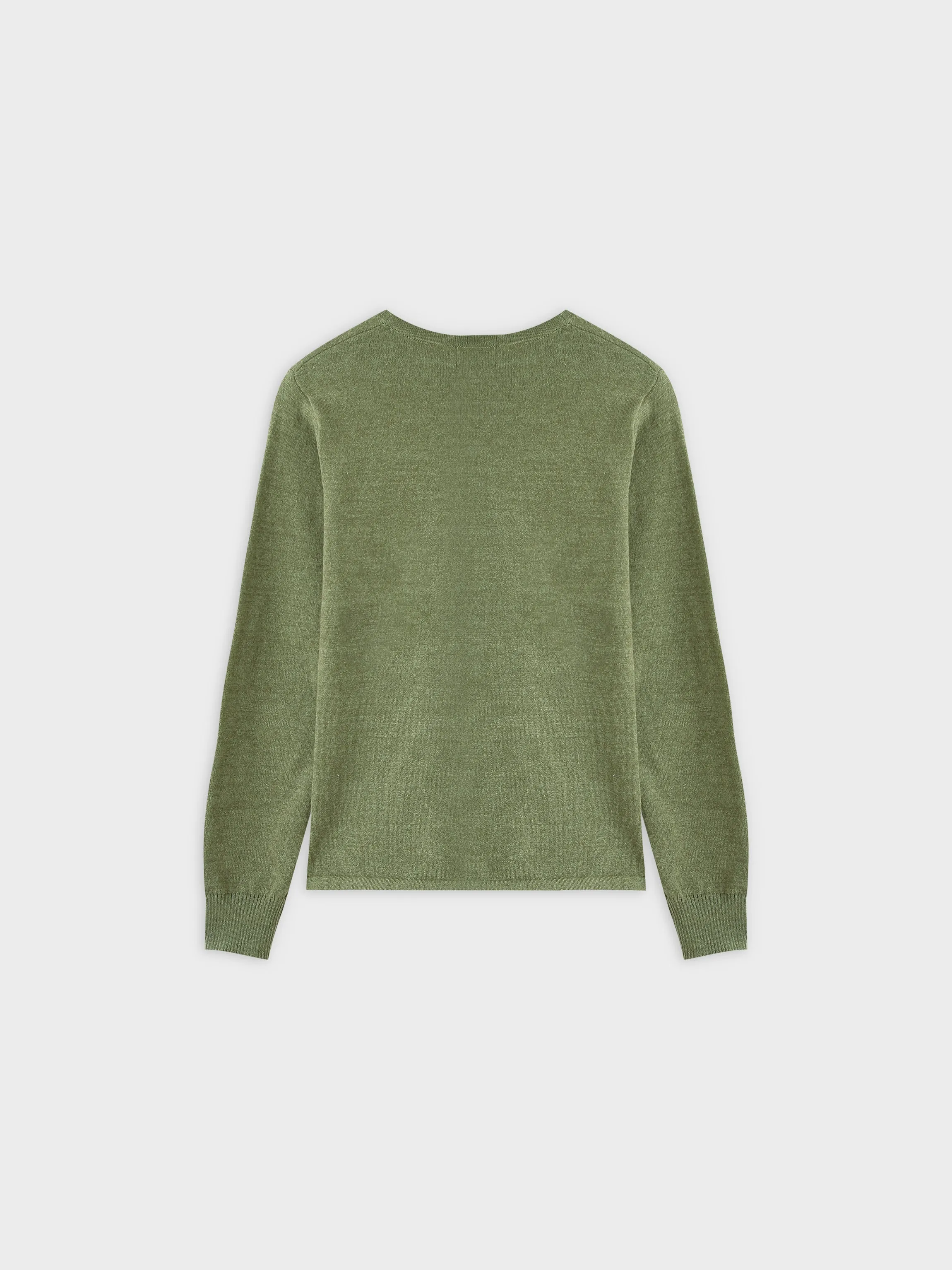 Thin Knit Crew Sweater-Heathered Green