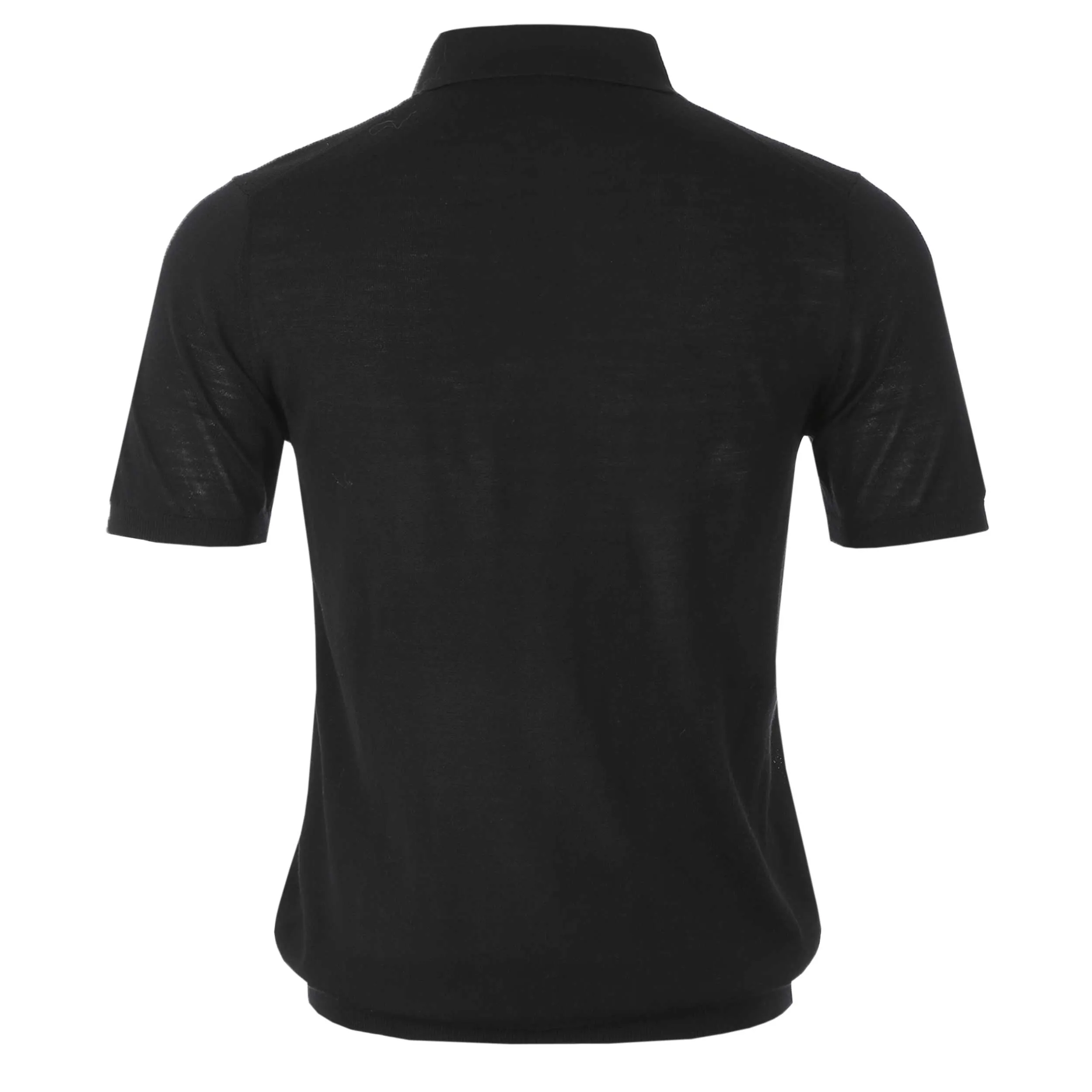 Thomas Maine 3 Button Knit Polo in Black