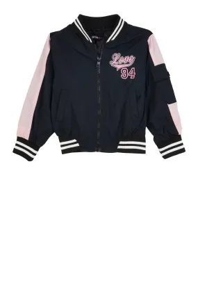 Toddler Girls Love Embroidered Varsity Bomber Jacket