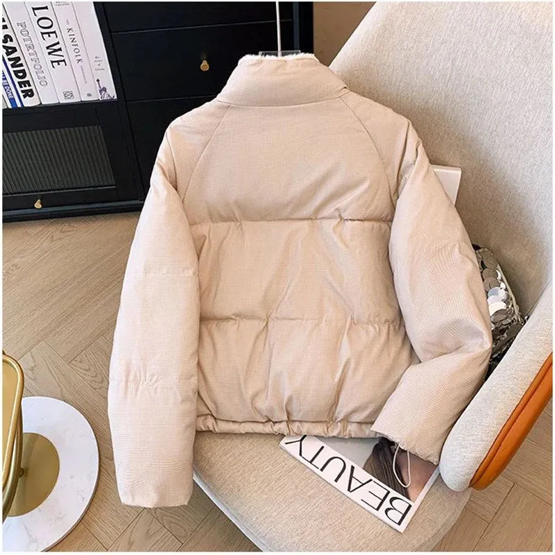 Toleet-Winter Outfits Christmas Black Friday Winter Cotton Fleece Wool Padded Parka Horn Button College Girl Student Puffer Jacket Short Loose and Thick Bread Coat