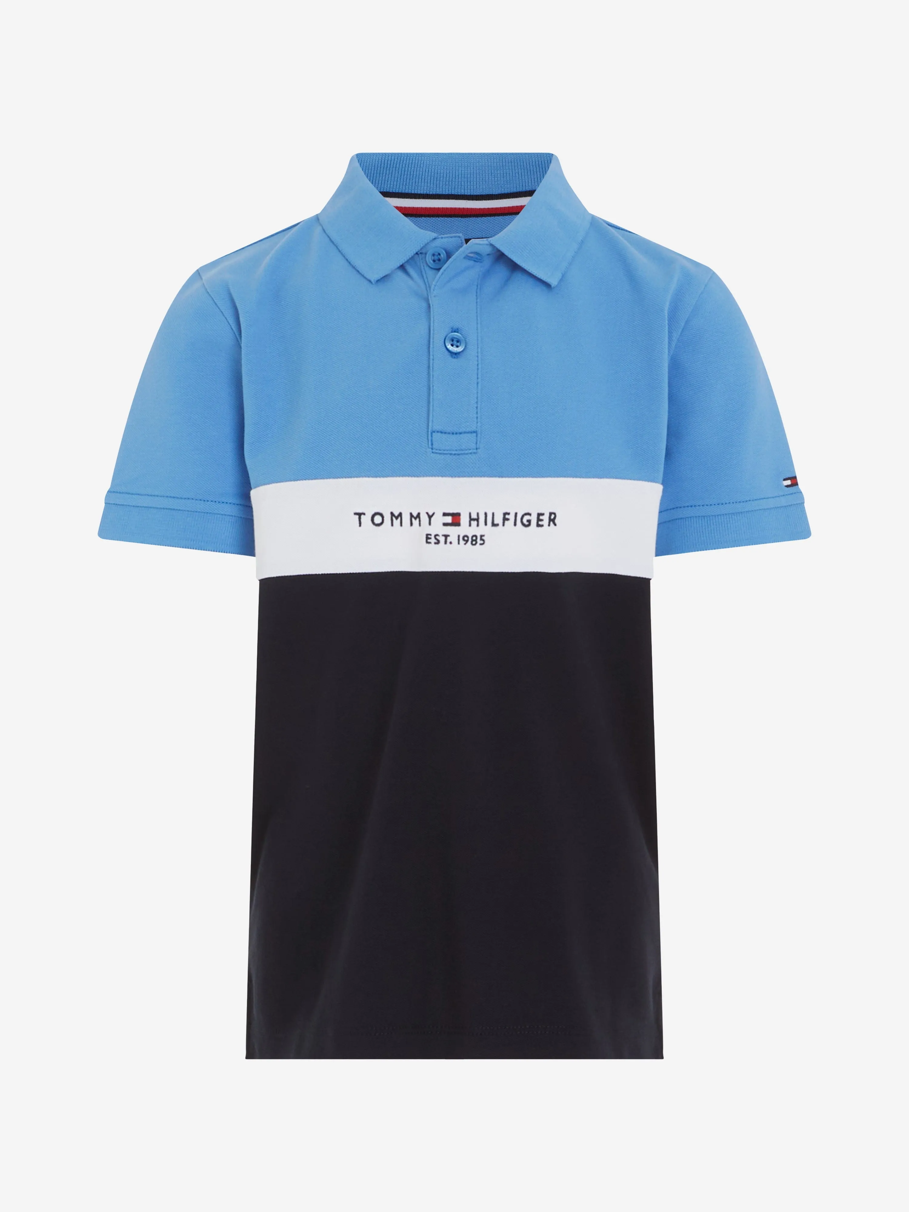 Tommy Hilfiger Boys Established Colourblock Polo Shirt in Blue