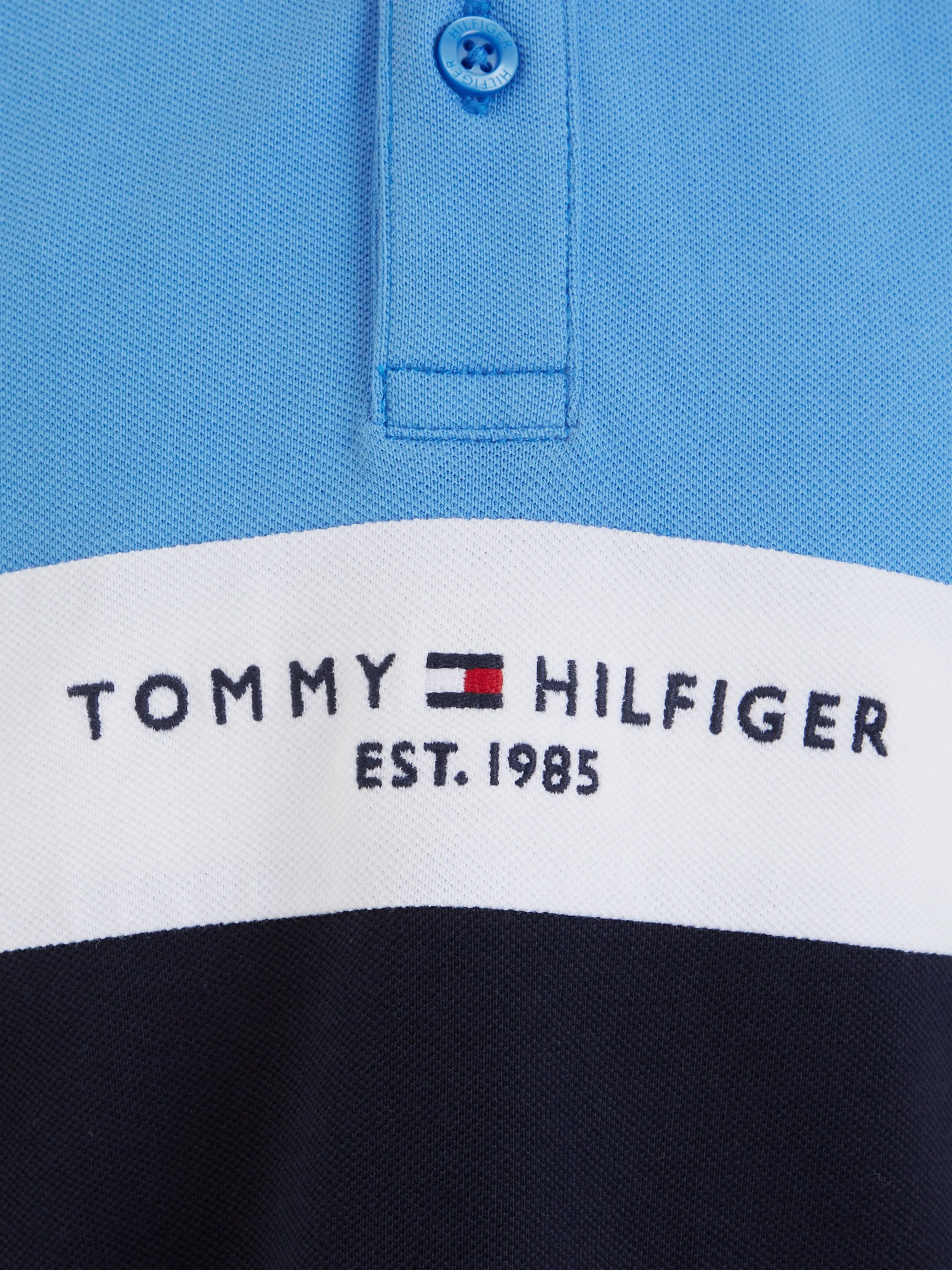 Tommy Hilfiger Boys Established Colourblock Polo Shirt in Blue