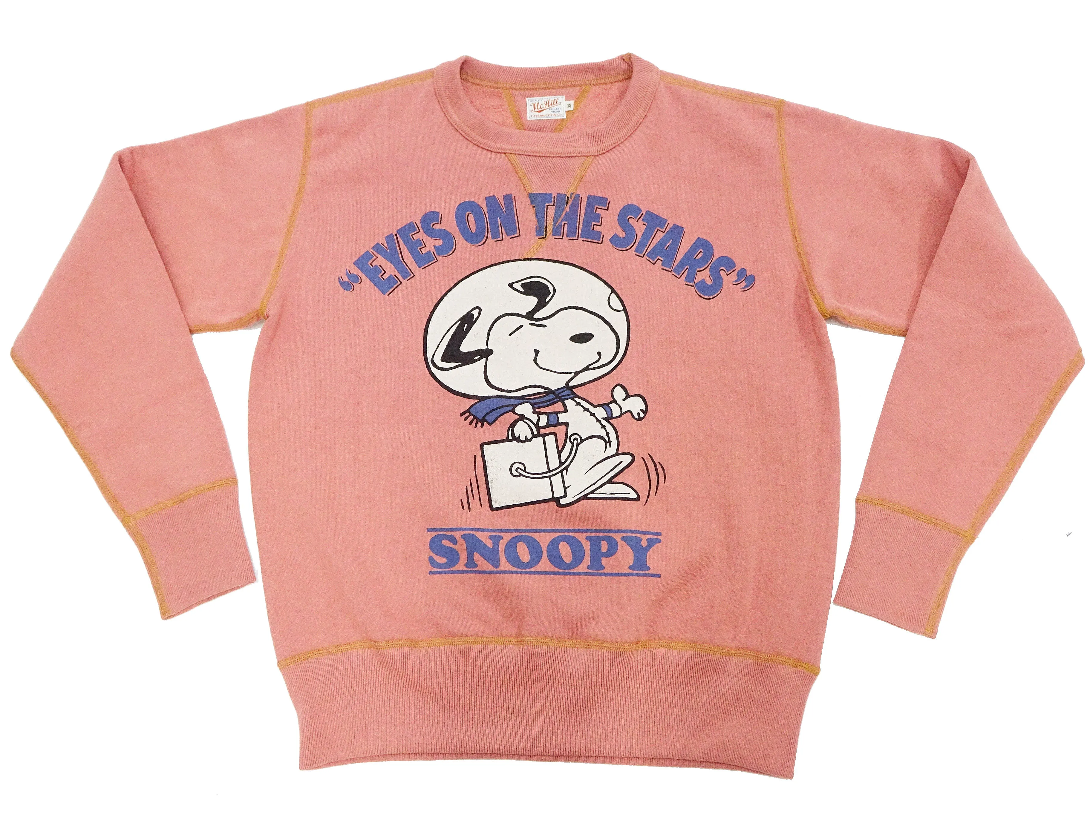 TOYS McCOY Sweatshirt Men's Casual Astronaut Snoopy Graphic Print Sweat Shirt Loop-wheeled Vintage Style TMC2456 091 Faded-Carrot-Orange