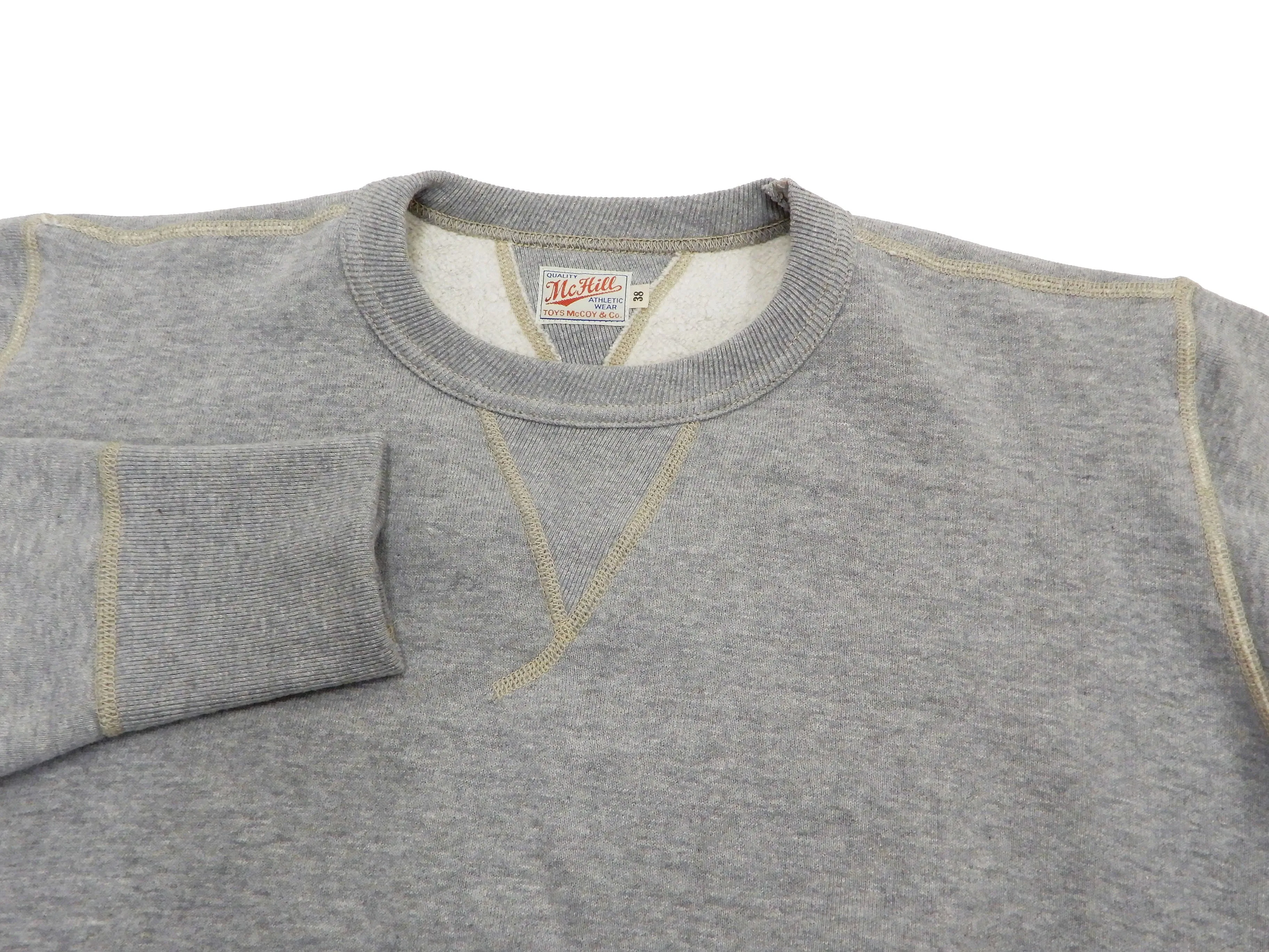 TOYS McCOY Sweatshirt Men's Casual Plain Sweat Shirt Loop-wheeled Vintage Style TMC2373 020 Heather-Gray