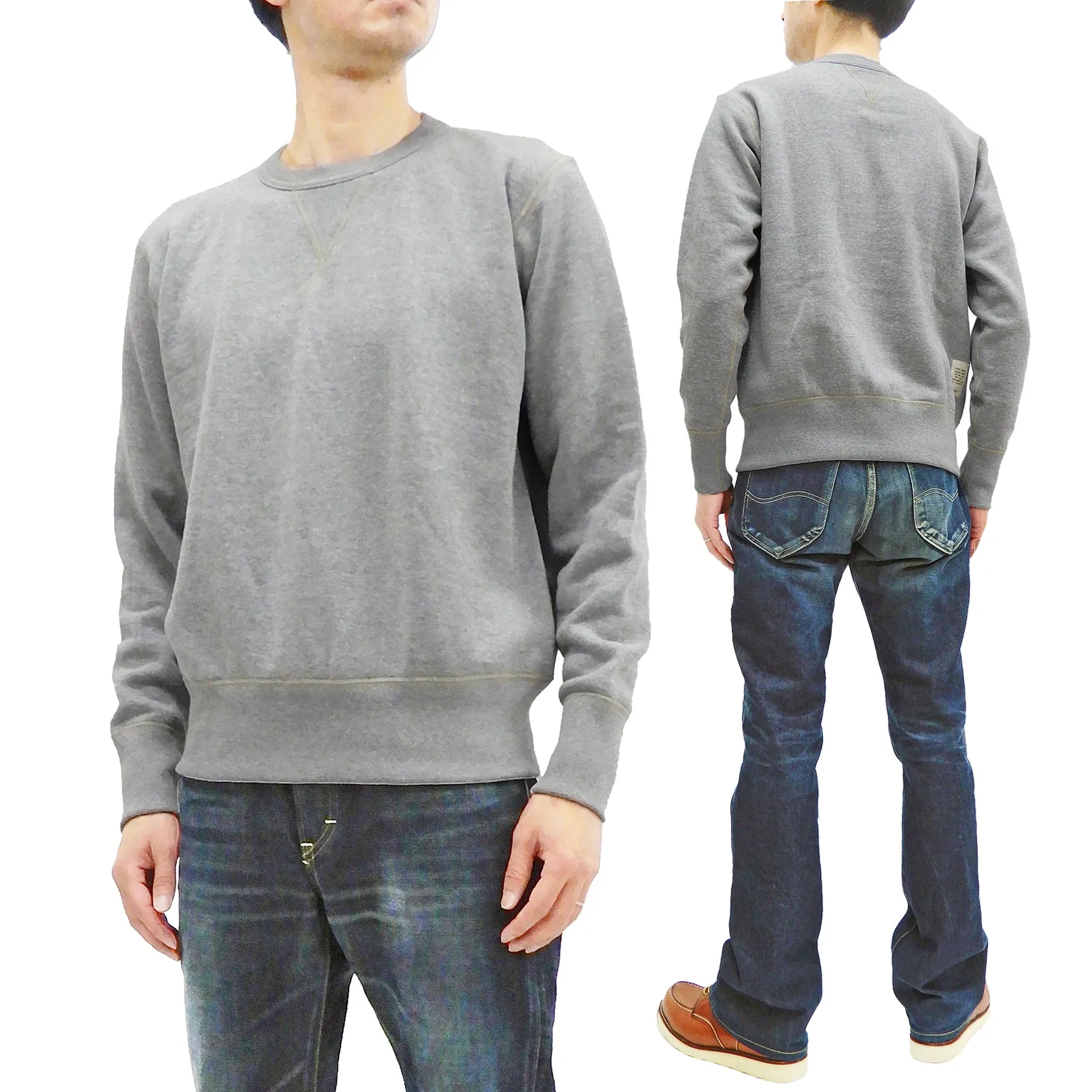 TOYS McCOY Sweatshirt Men's Casual Plain Sweat Shirt Loop-wheeled Vintage Style TMC2373 020 Heather-Gray