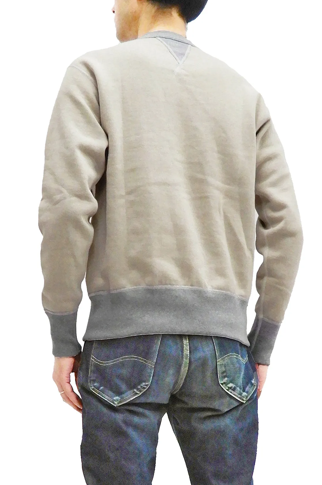 TOYS McCOY Sweatshirt Men's Casual Plain Sweat Shirt Loop-wheeled Vintage Style TMC2373 040 Sand-Beige/Heather-Gray