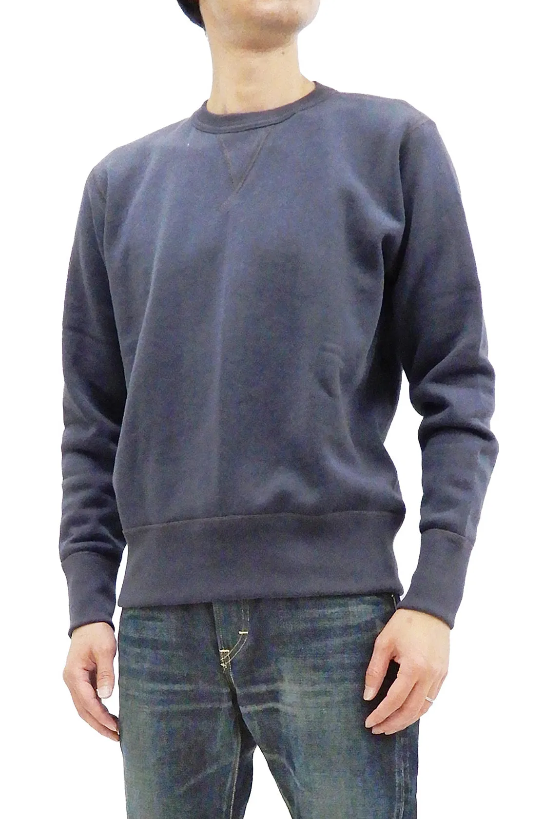 TOYS McCOY Sweatshirt Men's Casual Plain Sweat Shirt Loop-wheeled Vintage Style TMC2373 141 Faded Bluish-Gray