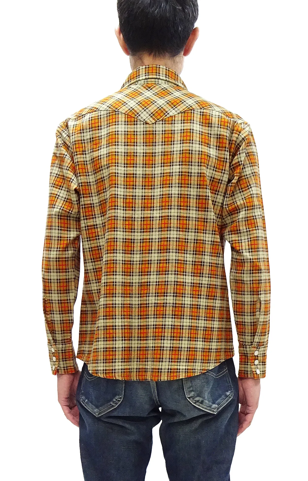 TOYS McCOY Taxi Driver Shirt Men's Long Sleeve Plaid Western Snap Shirt TMS2404 Yellow