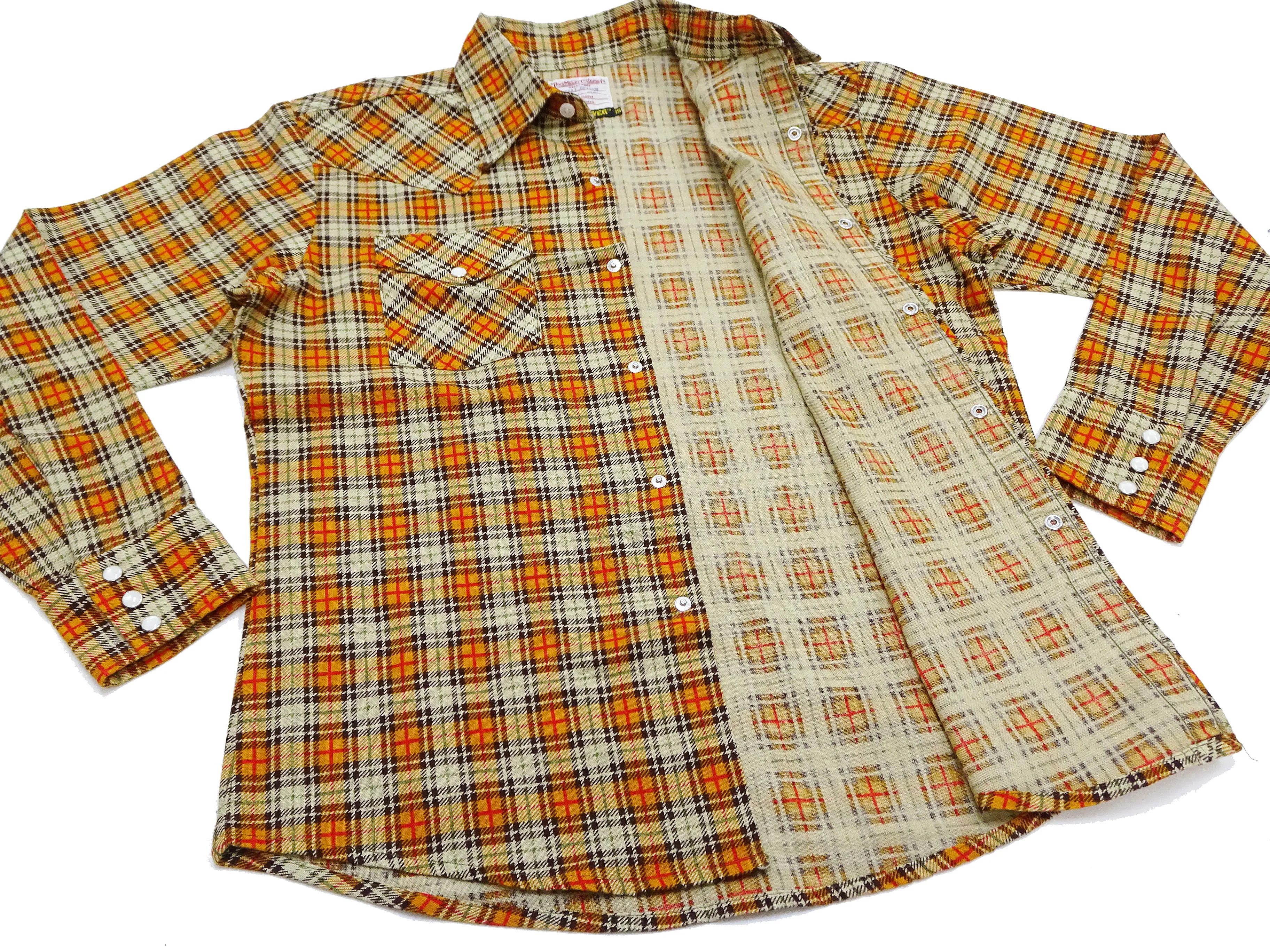 TOYS McCOY Taxi Driver Shirt Men's Long Sleeve Plaid Western Snap Shirt TMS2404 Yellow