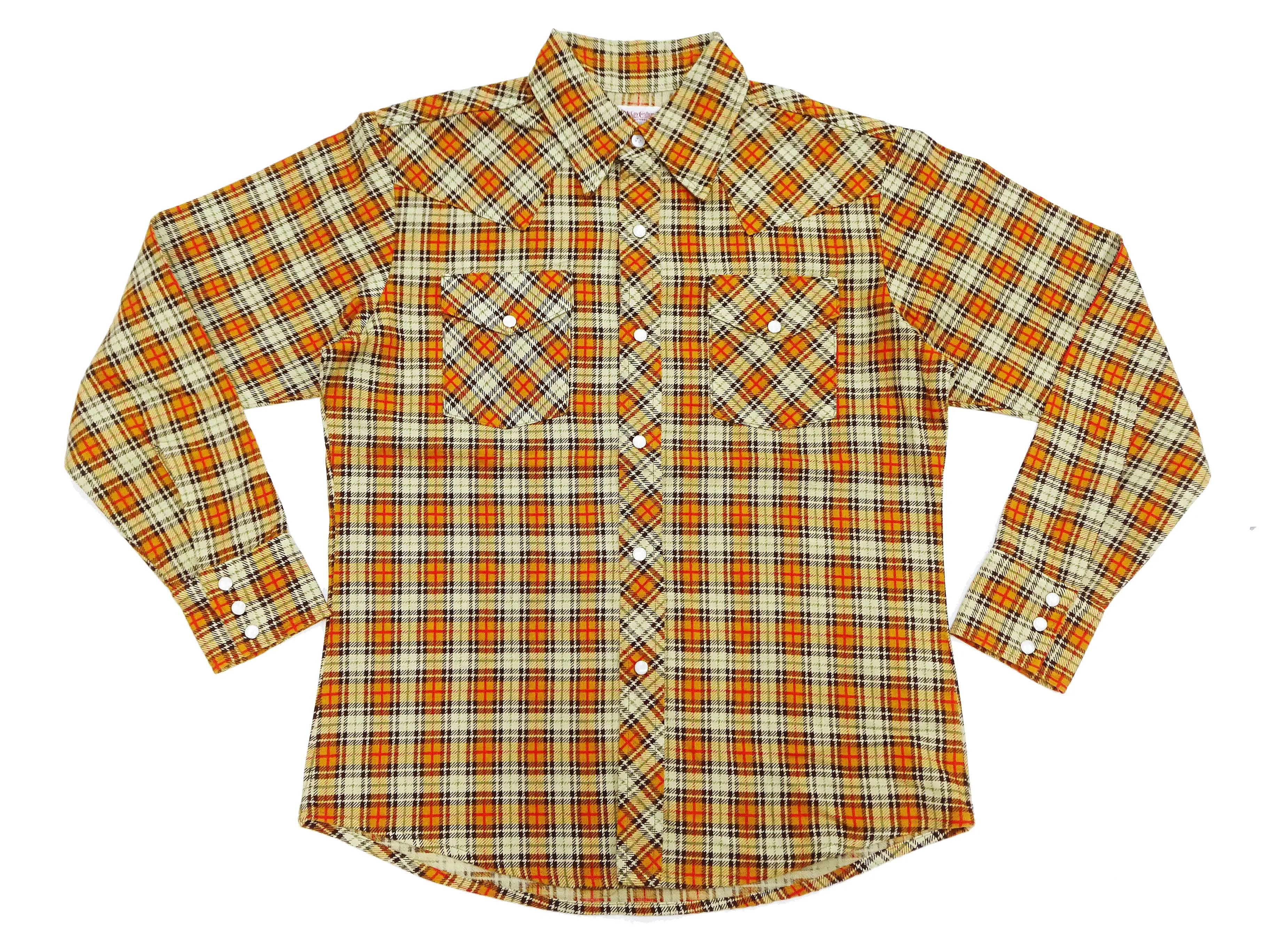 TOYS McCOY Taxi Driver Shirt Men's Long Sleeve Plaid Western Snap Shirt TMS2404 Yellow