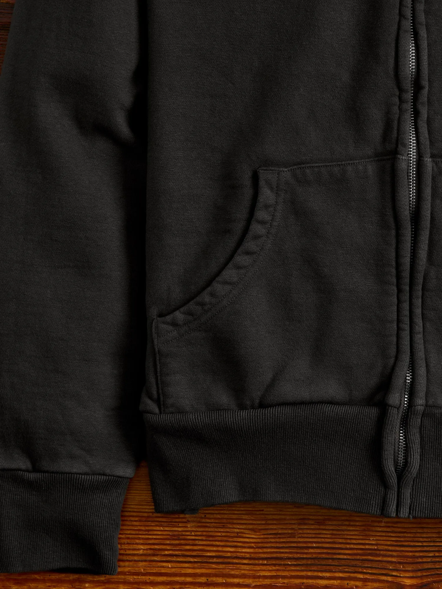 Tube Knit Zip Hoodie in Black