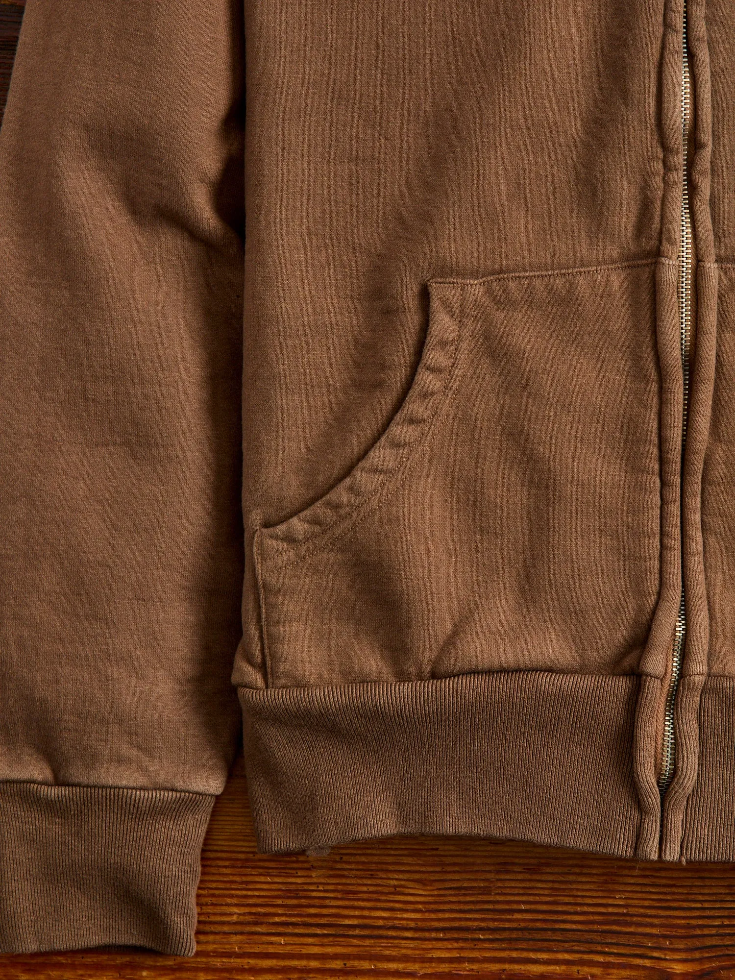 Tube Knit Zip Hoodie in Brown