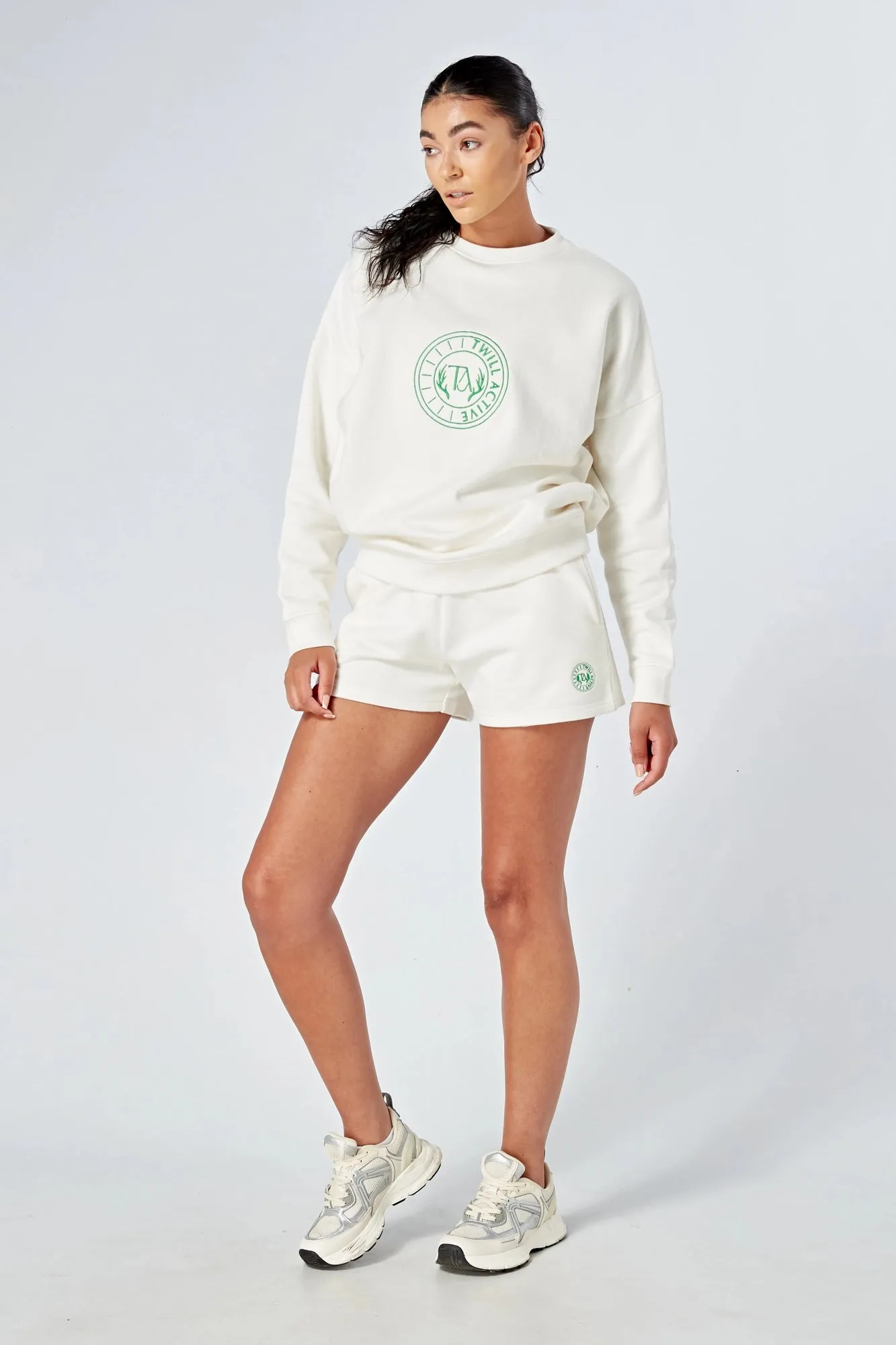 Twill Active Essentials Oversized Crewneck Sweatshirt White