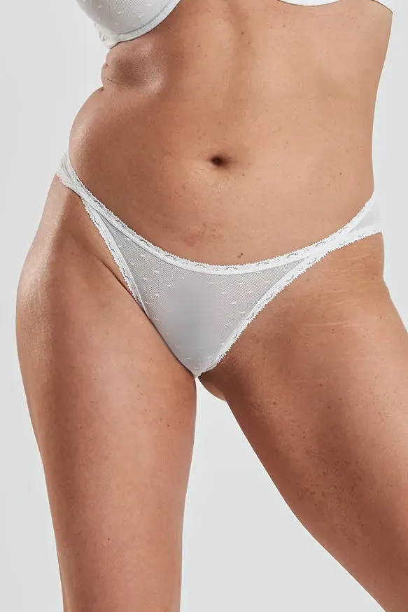 Ume Recycled-Lace Mid-Rise Briefs - Glacier White