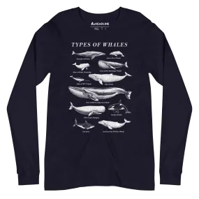 Unisex Types of Whales Long Sleeve T-Shirt