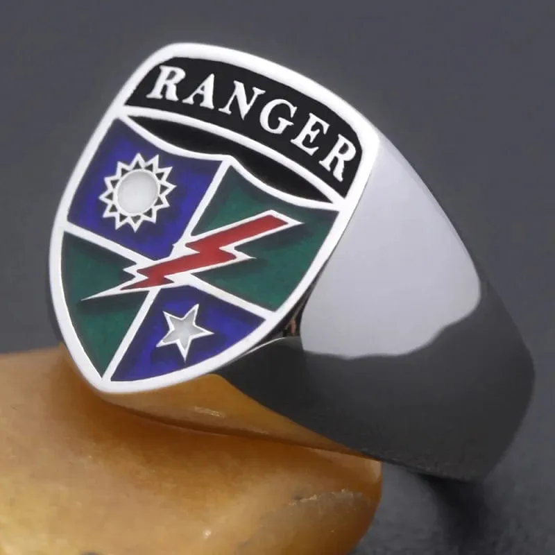 United States Army Ranger Regiment 75th  Genuvan Sterling Silver Ring