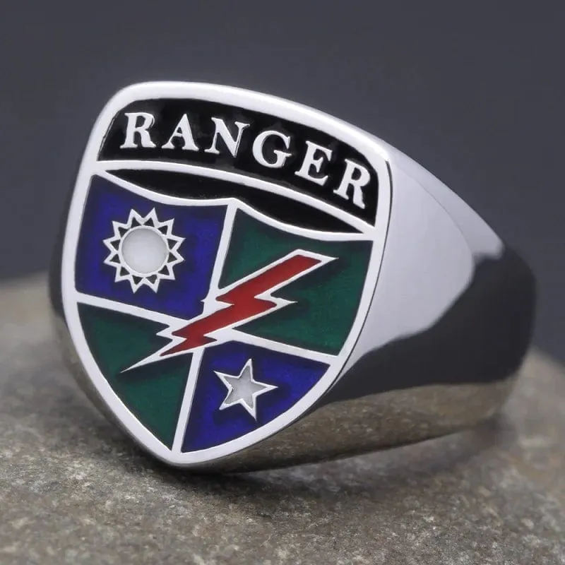 United States Army Ranger Regiment 75th  Genuvan Sterling Silver Ring