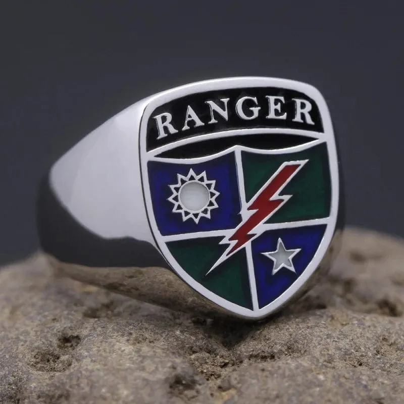 United States Army Ranger Regiment 75th  Genuvan Sterling Silver Ring