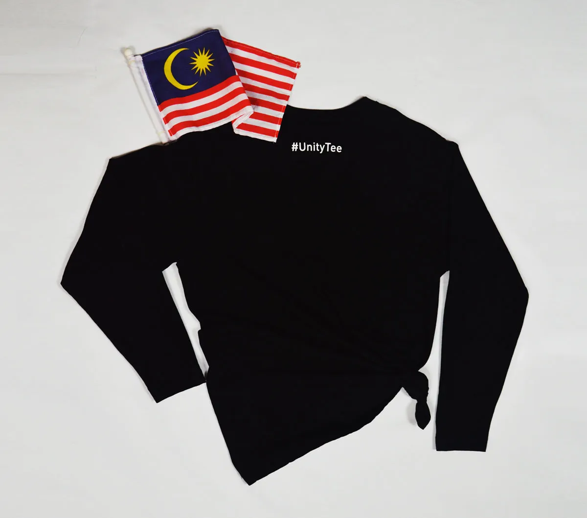 #Unity Tee - Unity & Malaysian Flag Design  - Long Sleeve TShirt - Unisex - Black