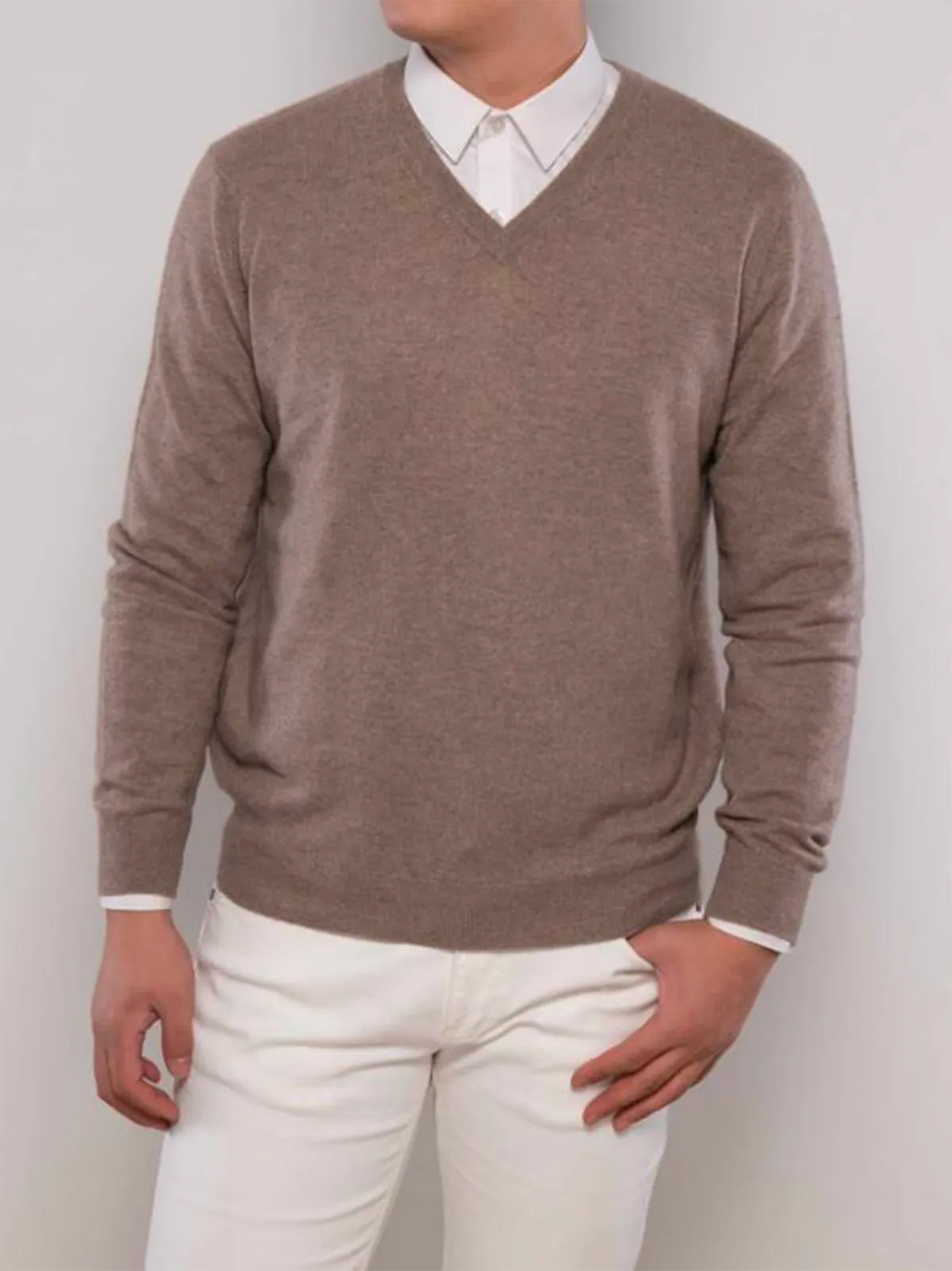 V-neck Cashmere Sweater for Men