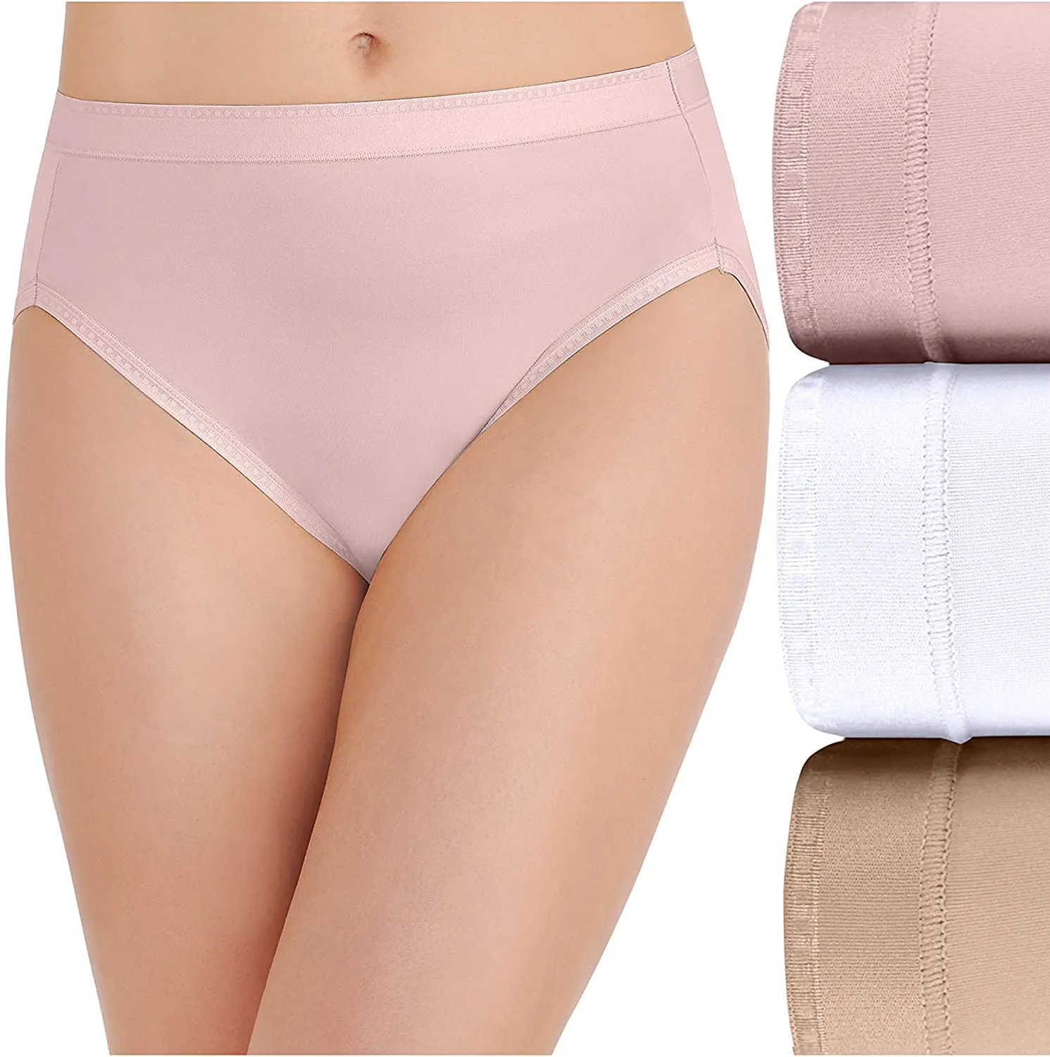 Vanity Fair Women's Comfort Where It Counts 3-Pack Hi-Cut Panties